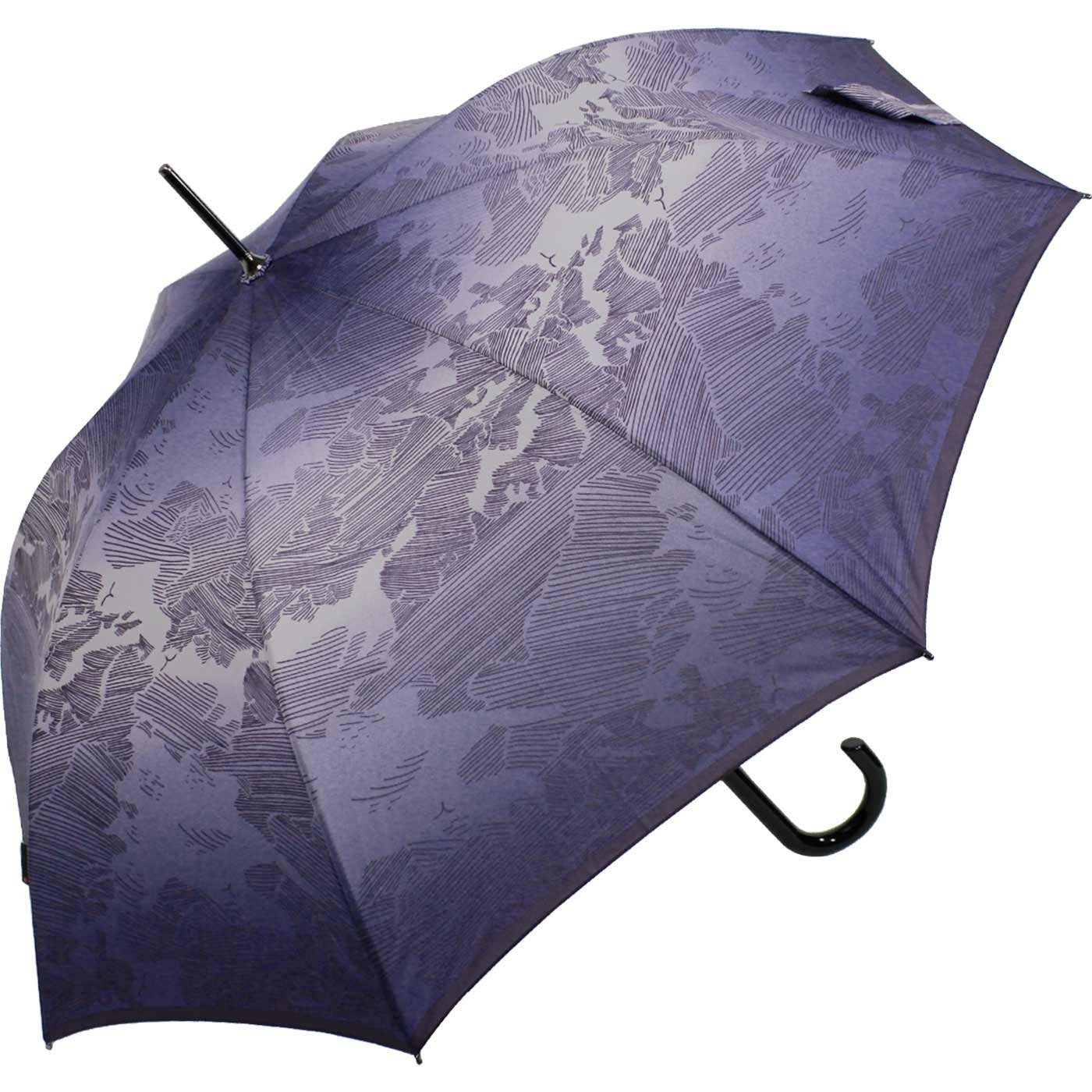 mit großer, Dach leicht stabil durch und im lila Fiberglas groß, für Langregenschirm Knirps® Damen leichter Automatik, Schirm