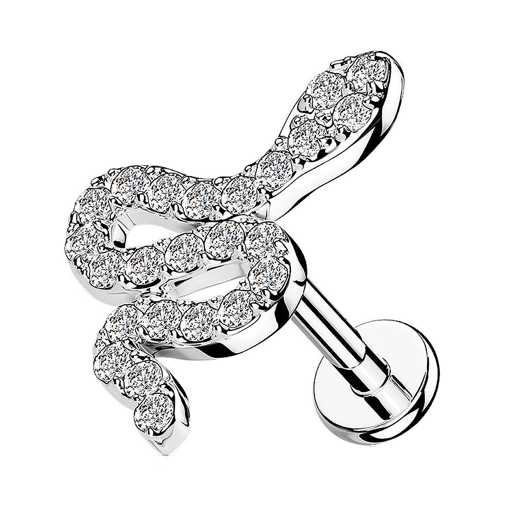 Taffstyle Piercing-Set Tragus Knorpel Piercing flach Zirkonia Schlange Silb günstig online kaufen