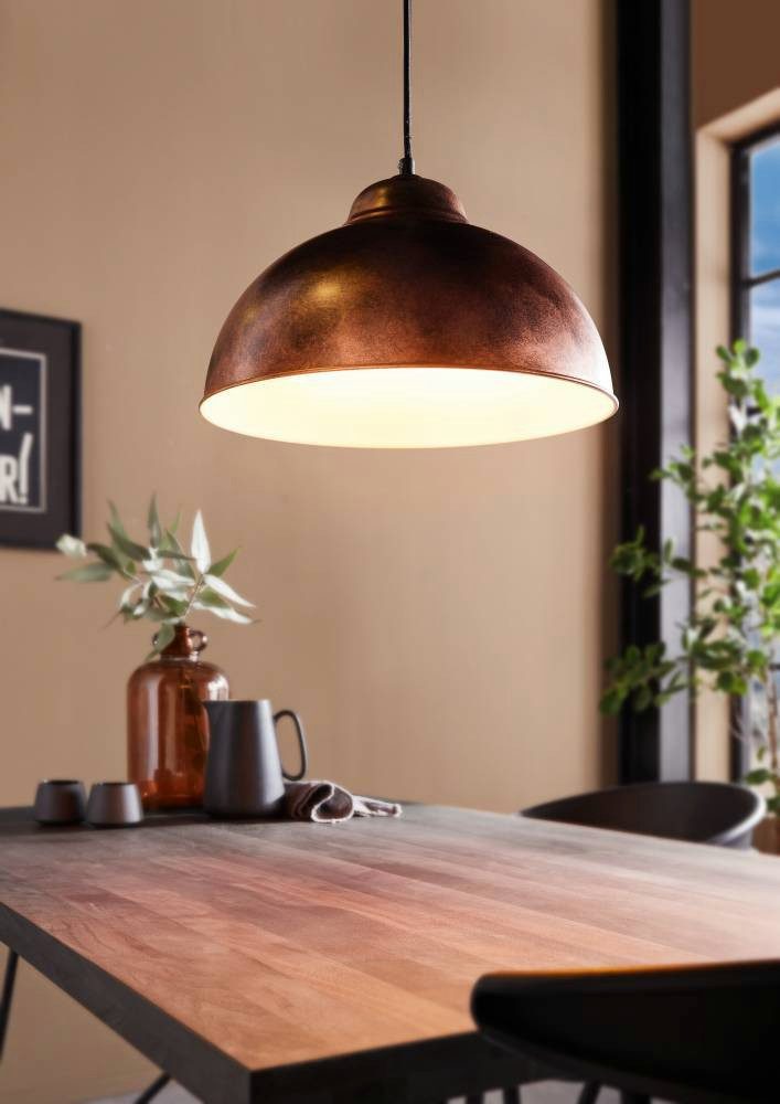 EGLO Hängeleuchte TRURO 2 Hängelampe, Esstischlampe, Stahl, rostoptik, weiß günstig online kaufen