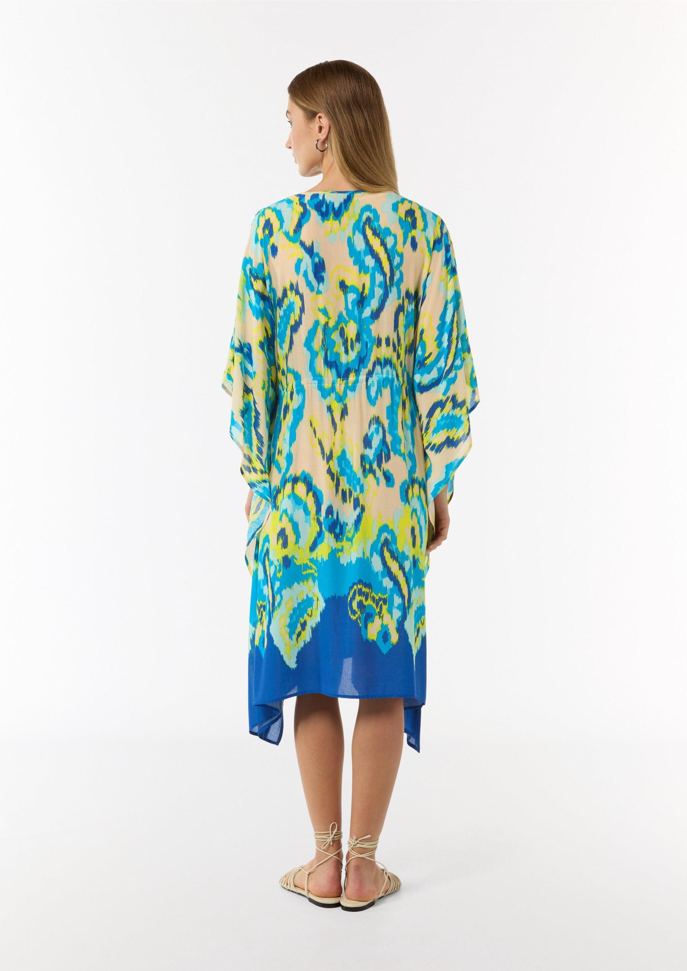 comma Midikleid Accessories Luftiger Viskose-Kaftan mit Bindeband