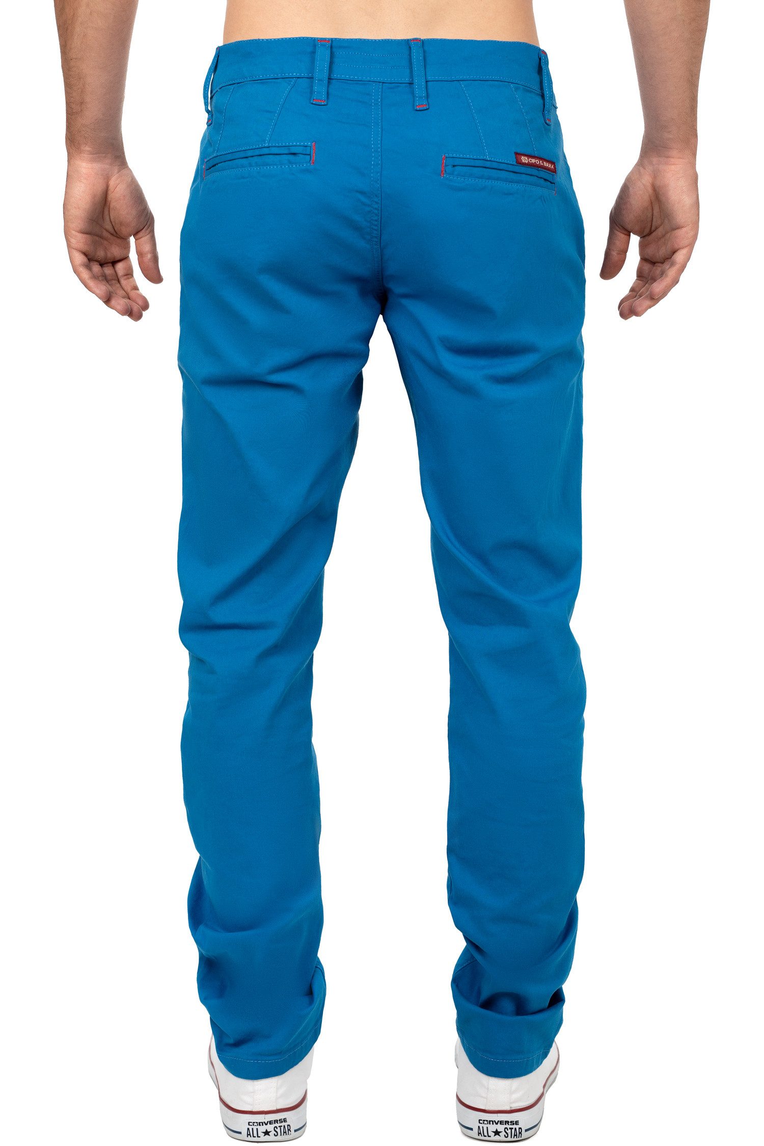 Cipo & Baxx Stoffhose Herren Regular Fit Hose Mid Waist BA-CD842 Label-Applikation