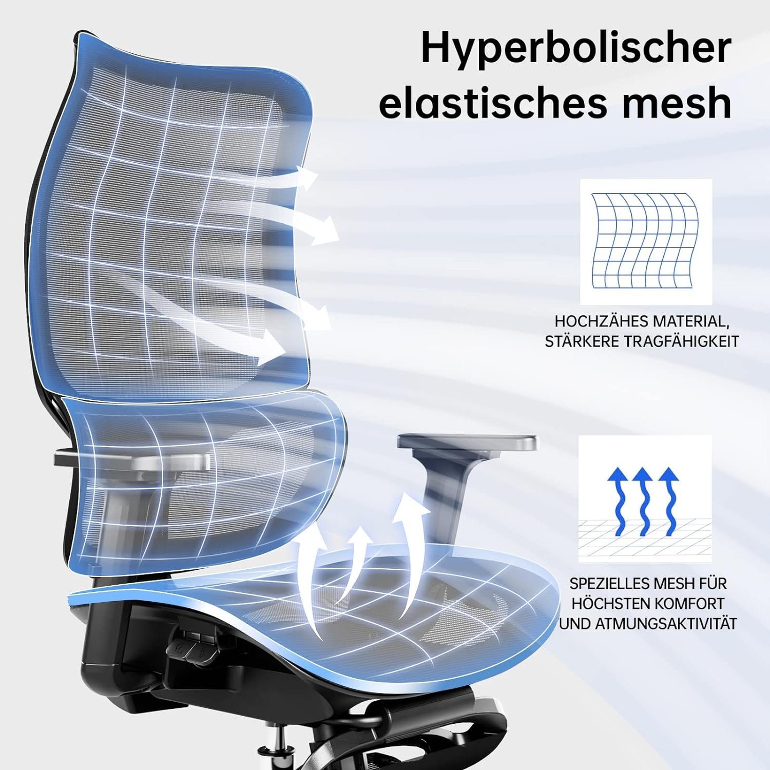 Lendenwirbelstütze), Fußstütze, Bürostuhl mit Bürostuhl Ergonomischer Gaming-Stuhl mit Büro-Liegestuhl (Gamer-Stuhl: JOYFLY Ergonomisch, Gaming-Stuhl