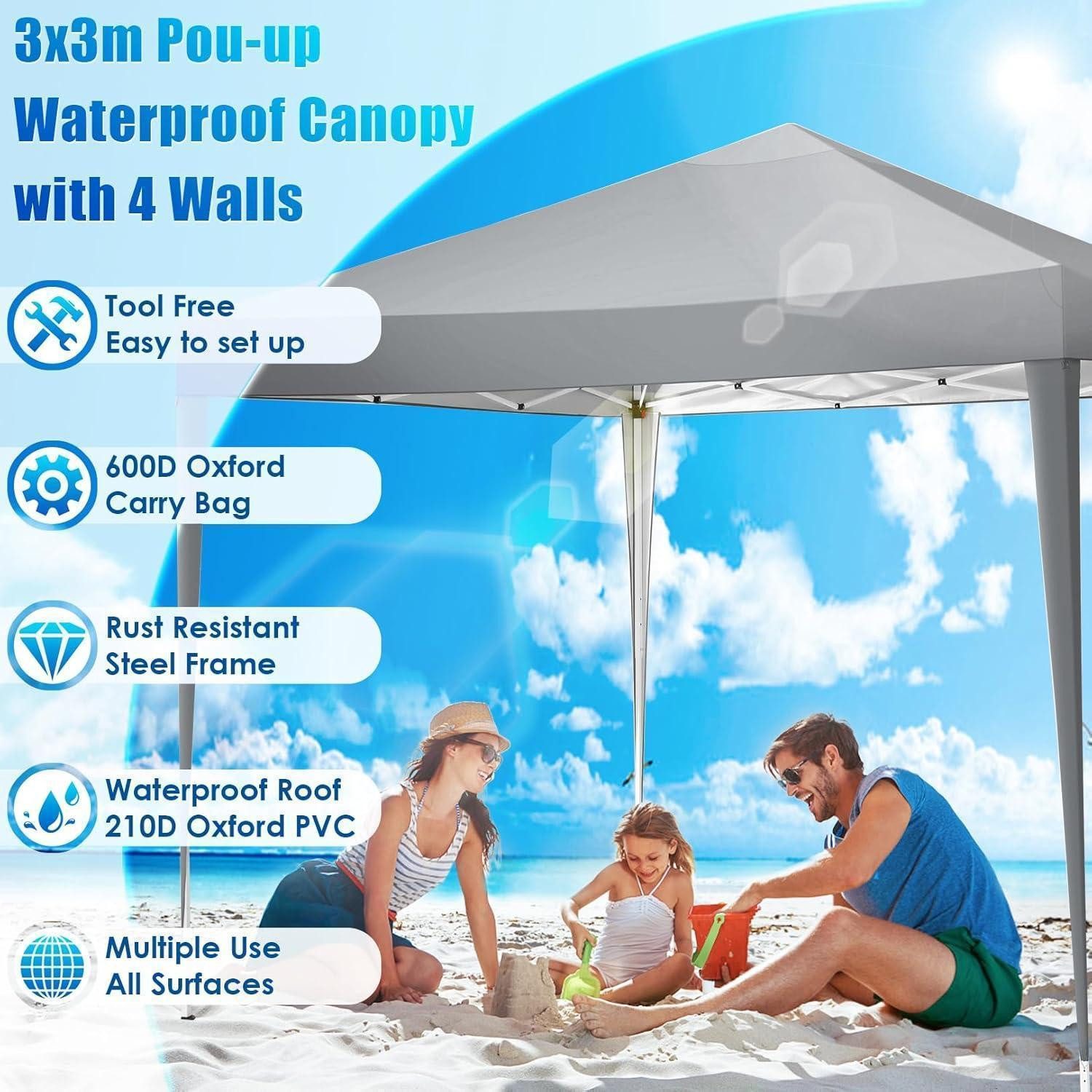 COBIZI Faltpavillon Pavillon 3x3m Wasserdicht Stabil Faltpavillon Pop up Partyzelt