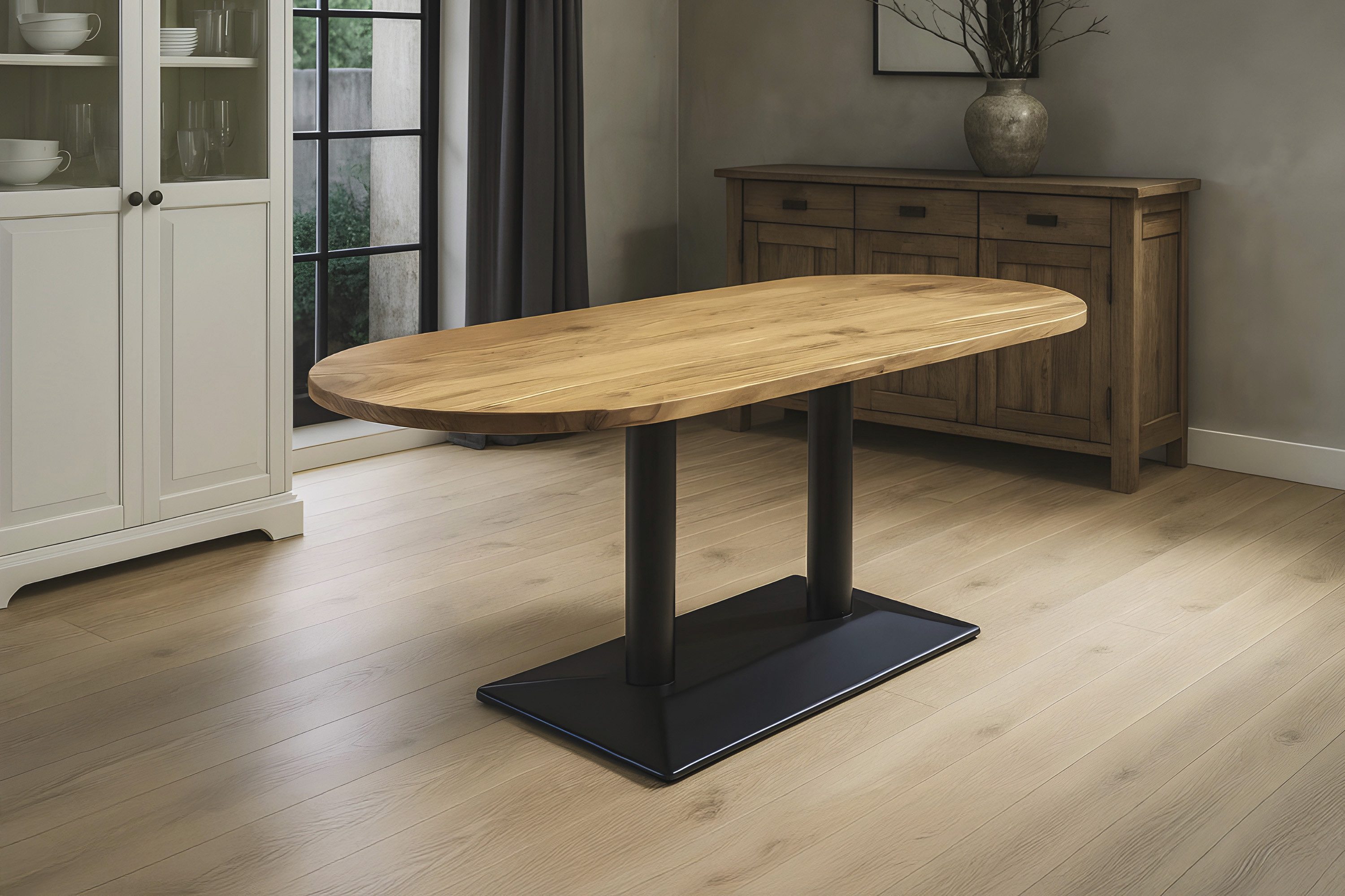 SAM® Esstisch Emilian, Akazienholz, Doppelsäulengestell