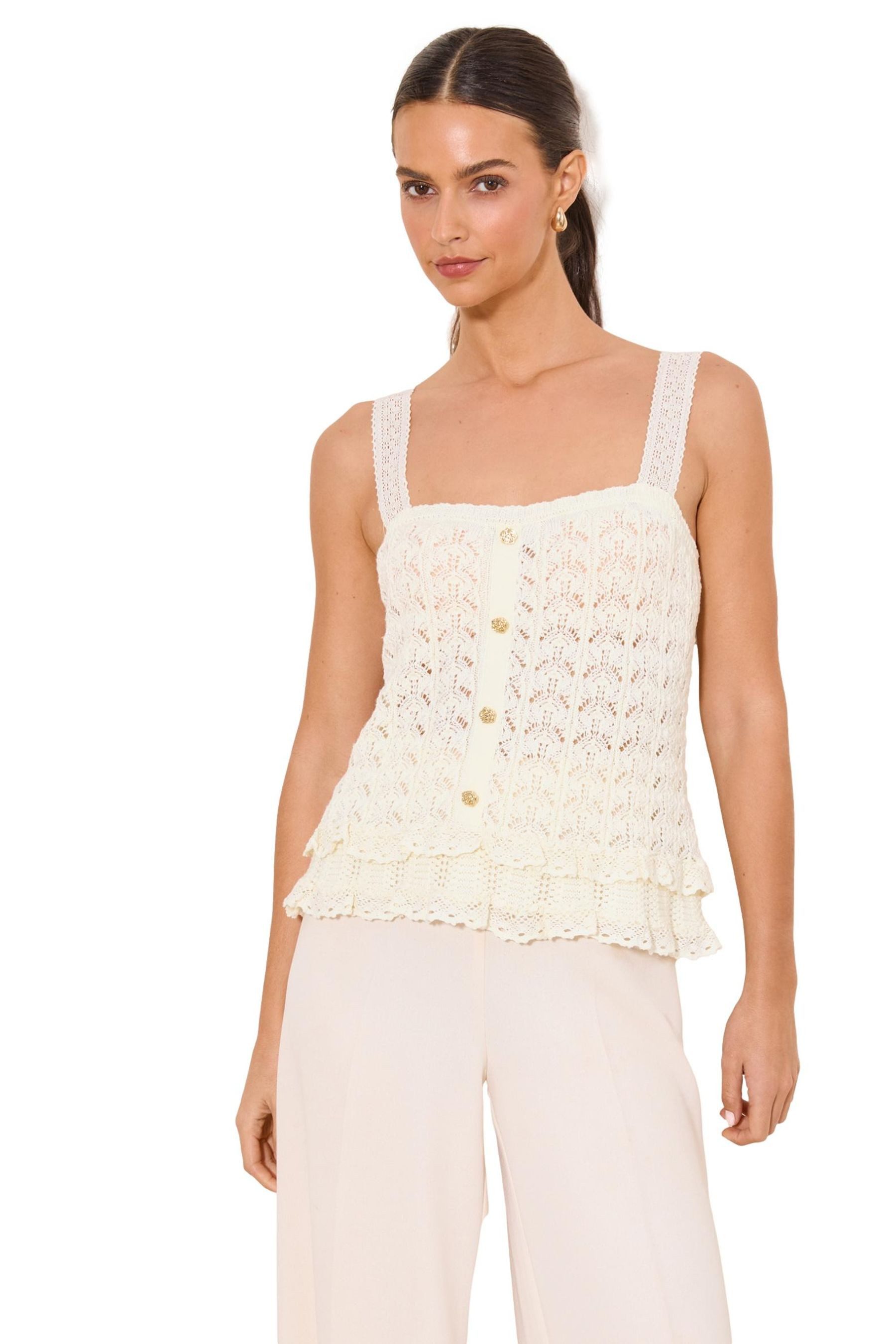 LIPSY Trägertop Lipsy Strick-Trägertop mit Rüschen und Spitze (1-tlg)