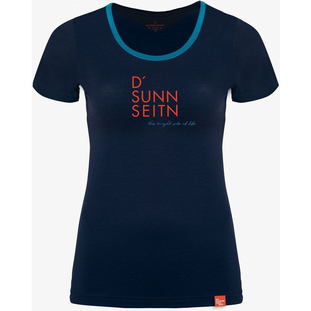 EIN SCHÖNER FLECK ERDE Kurzarmshirt Kurzarm-shirt Merino D'sunnseitn Nachtblau Leichtes Damen-Shirt aus mulesing-freier Merinowolle für optimalen