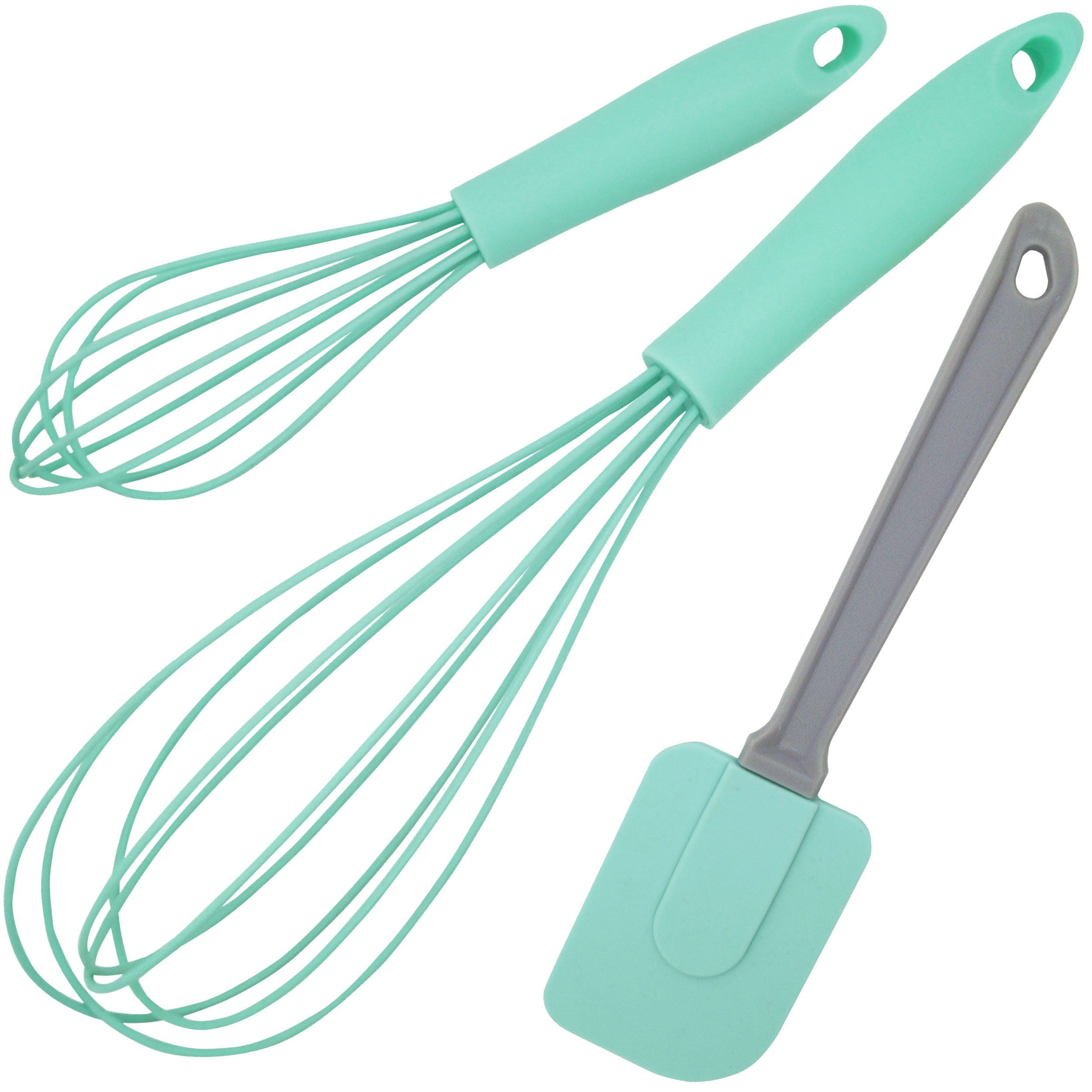 LindenBerg Schneebesen 3 tlg. Küchen Set mit Schneebesen, Teigschaber und Rührbesen, zum Rühren, Mischen, Quirl - Spülmaschinengeeignet