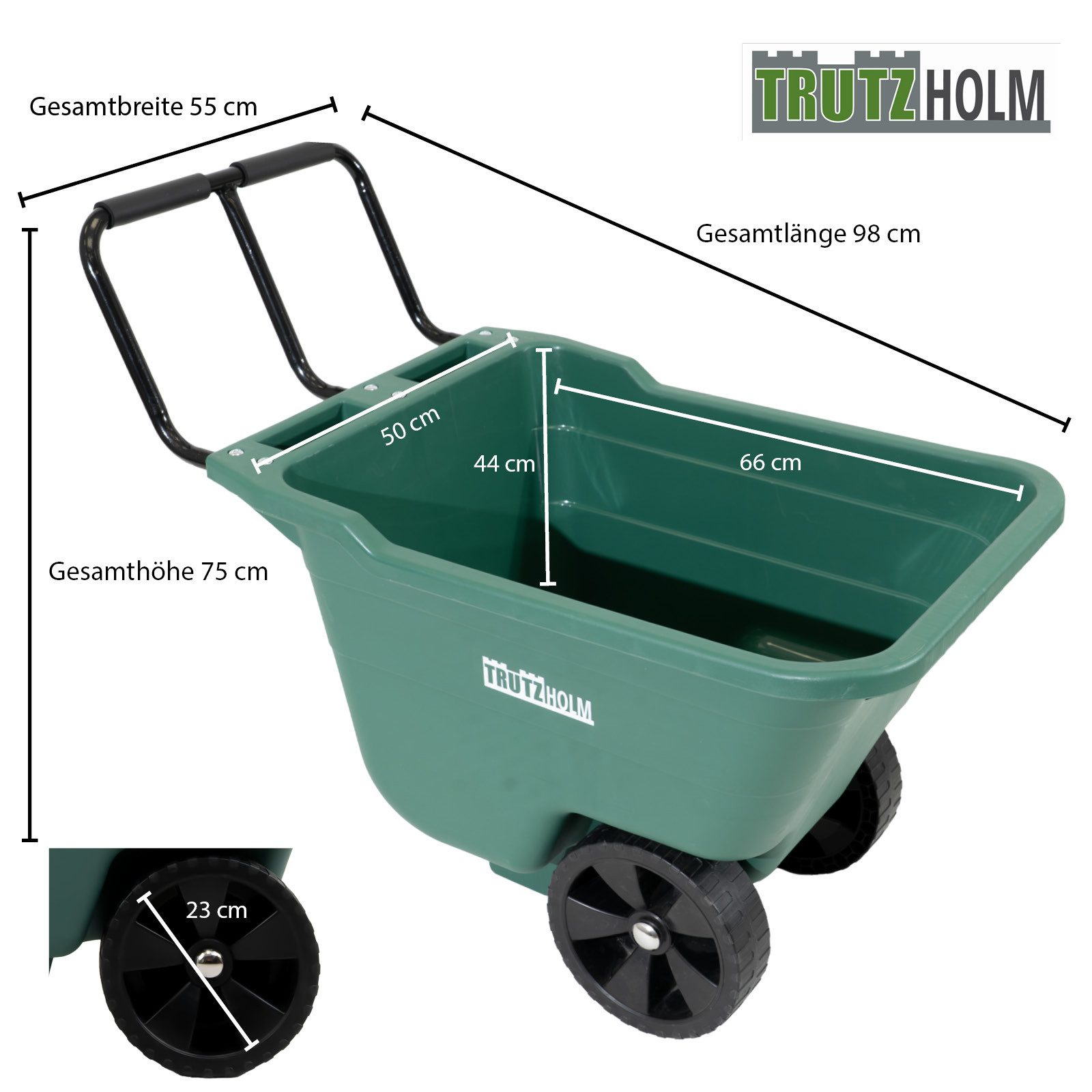 TRUTZHOLM Schubkarre Gartenwagen Schubkarre kippsicher 250 kg 90 L Einhandkarre Laub Garten