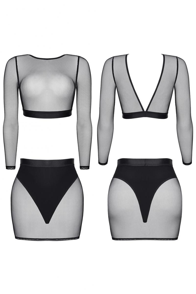 Demoniq Top & Shorts Schwarzes Reizwäsche Set aus Top und Rock transparent günstig online kaufen