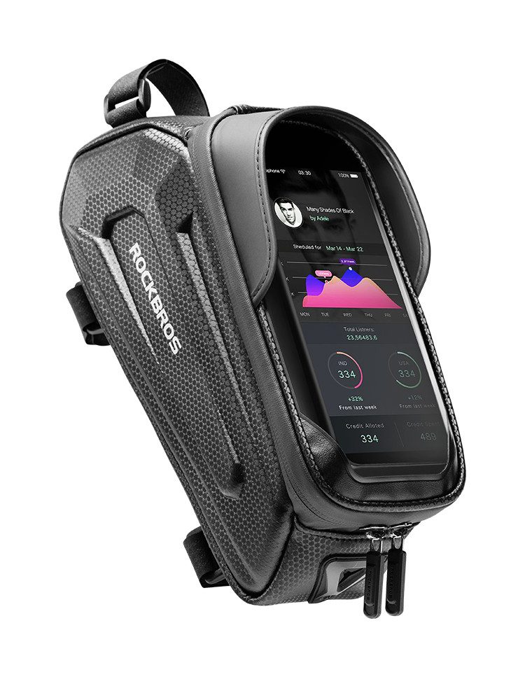 ROCKBROS Fahrradtasche Fahrrad Rahmentasche Handytasche wasserdicht Fahrradtasche, 1,7L Volumen Wasserdicht