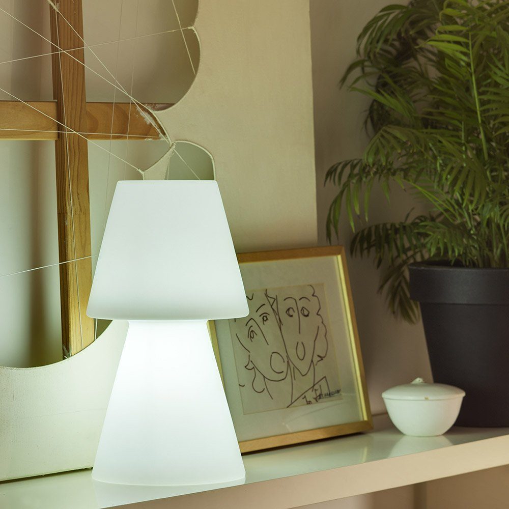 Licht-Trend LED Außen-Tischleuchte LED-Akku-Tischleuchte Lola Large mit Fernbedienung Weiß, RGBW & Kaltweiß