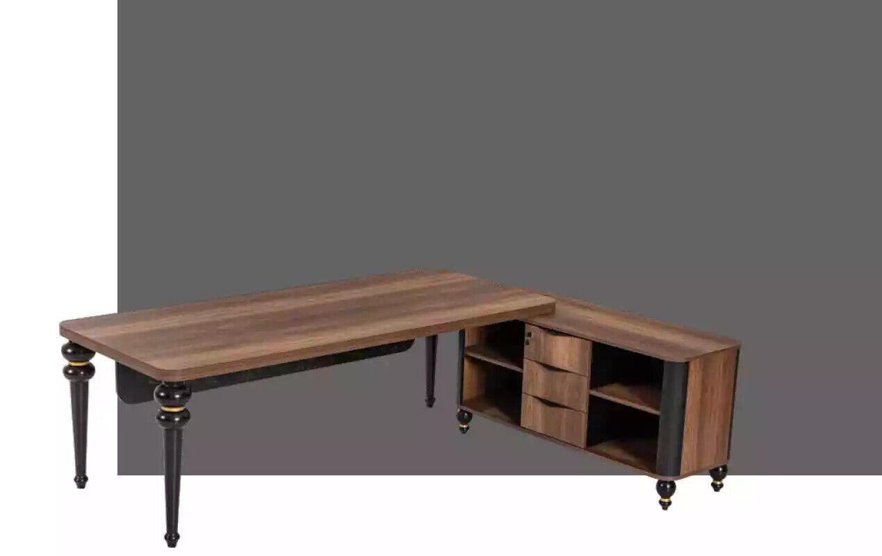JVmoebel Eckschreibtisch Großer Holz Eckschreibtisch Arbeitszimmermöbel Chef Tische Holzmöbel, Made In Europe