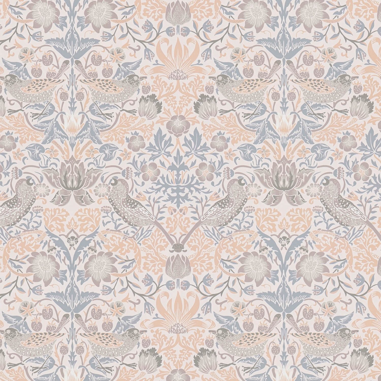 Profhome Vliestapete 390564-GU Vogel Tapete Floral matt creme elfenbein pastell-blau, glatt, (1 Rolle, 5,33 qm), Vliestapete, beige