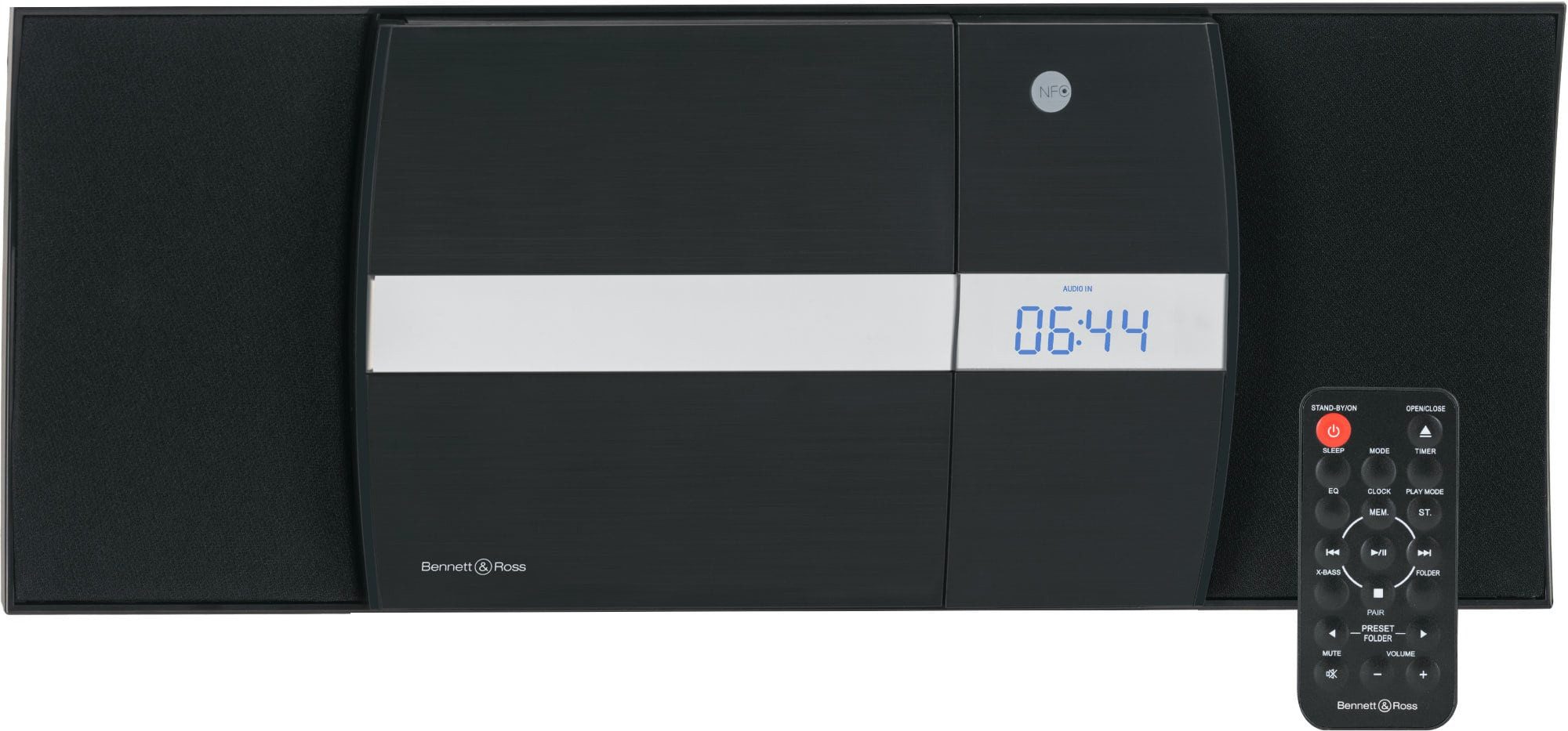 Bennett & Ross Ålesund Vertikal Stereoanlage (UKW/MW-Radio, 10 W, Microanlage mit CD/MP3-Player, USB, Bluetooth- und NFC Schnittstelle)