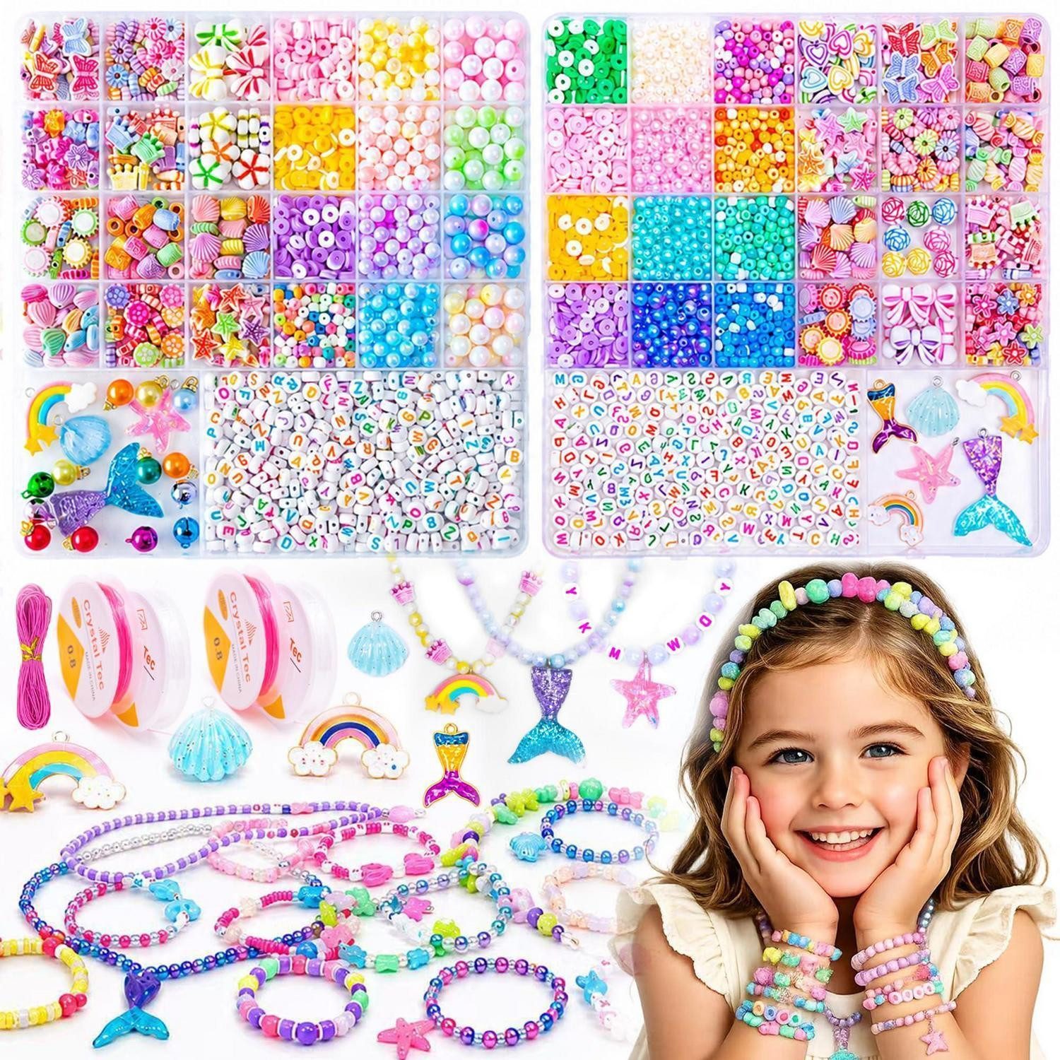 LuxusKollektion Ketten und Armband Set Perlen Bastelset Mädchen, Schmuck & Kette