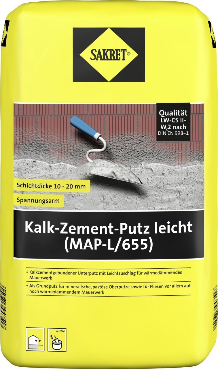Sakret GipsKalkPutz Sakret KalkZementPutz leicht (MAPL/655) 25 kg
