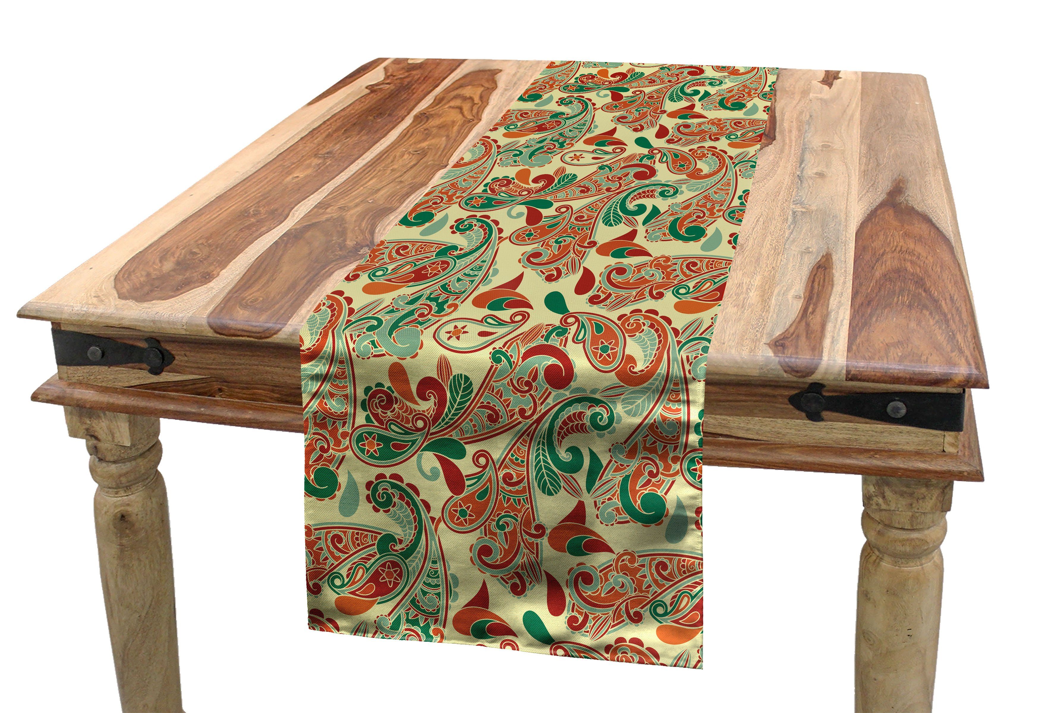 Tischläufer, Küche Dekorativer Paisley-Art-Blätter Tischläufer Rechteckiger Ethnisch Esszimmer Abakuhaus