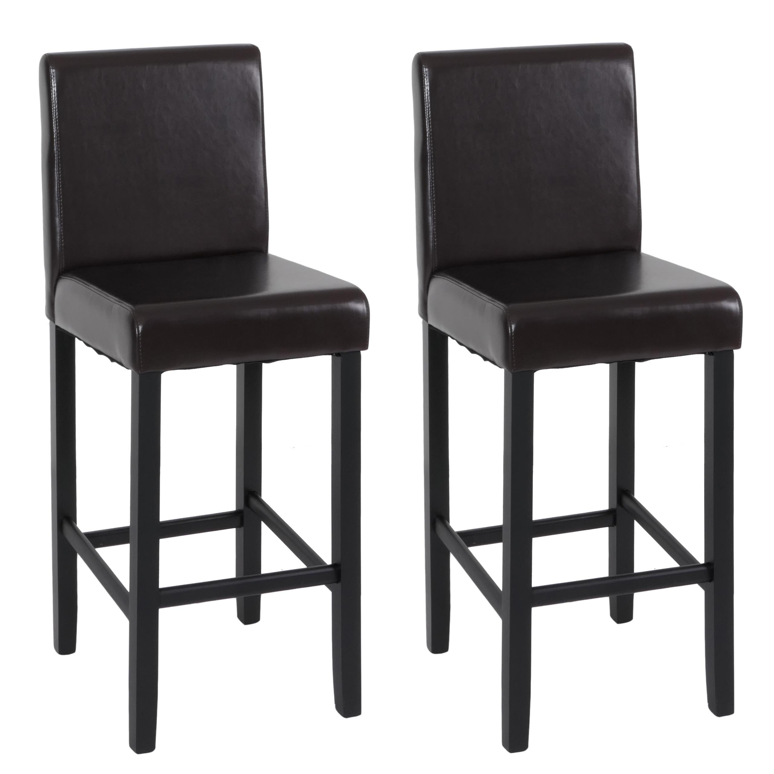 PROREGAL® Barhocker 2x Barstuhl WINNIE mit Lehne Sitzhöhe 75cm Holz Leder, Farbe