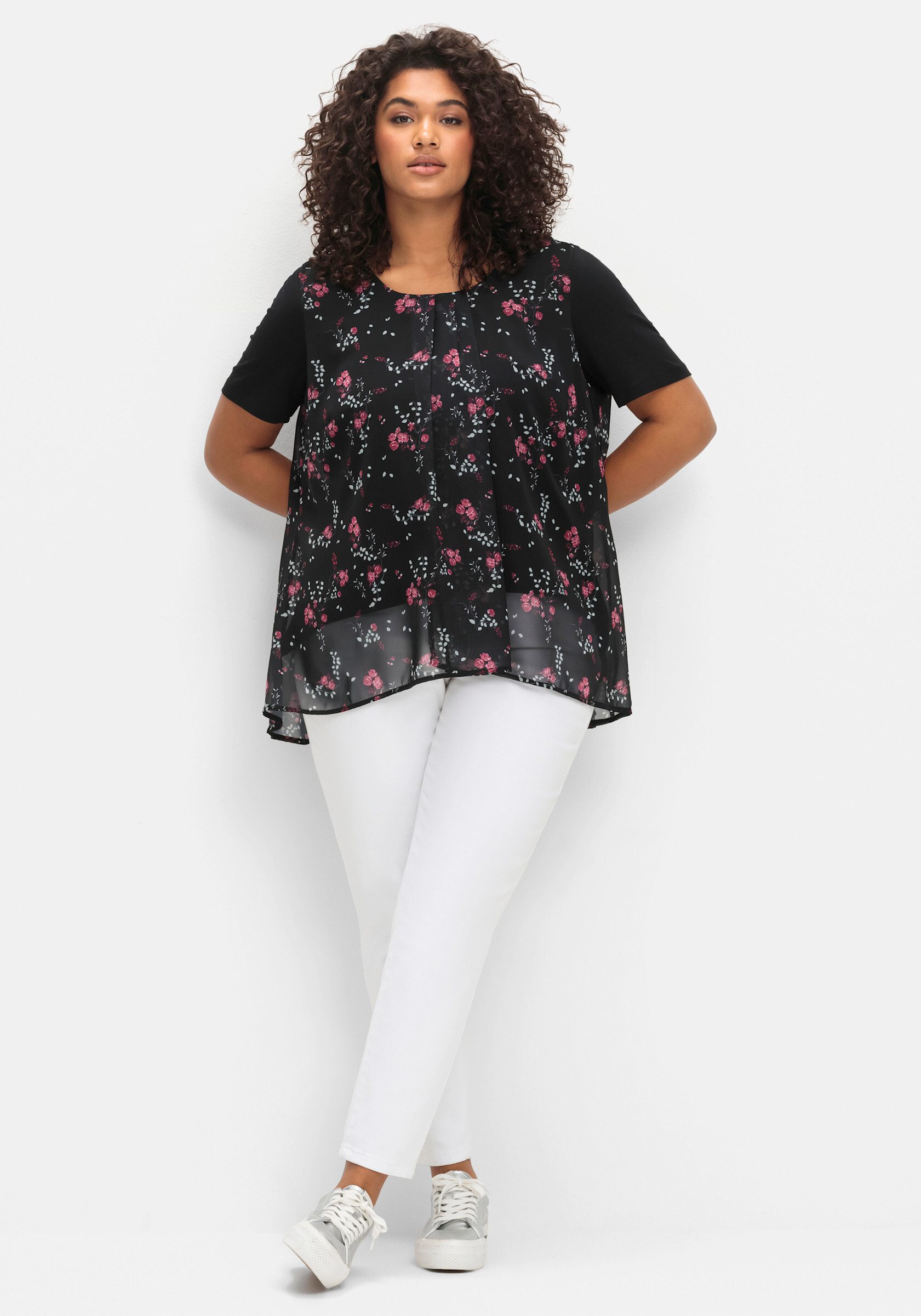Sheego T-Shirt Blusenshirt . aus Jersey und Chiffon günstig online kaufen