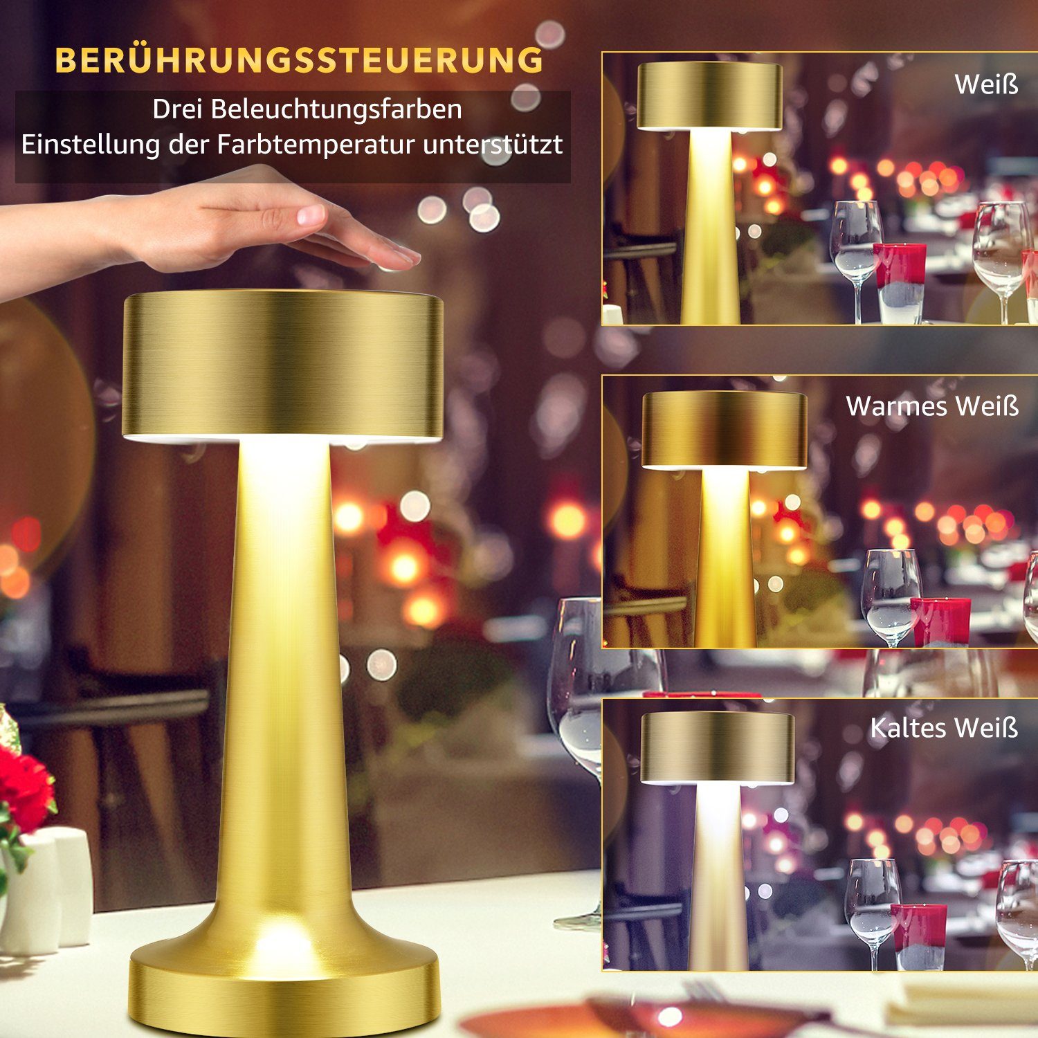 LETGOSPT LED Tischleuchte LED Tischlampe, kabellos günstig online kaufen