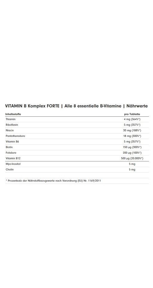 ProFuel Vitamin B Komplex Forte 180 Tabletten Tabletten, 45 g, Tabletten