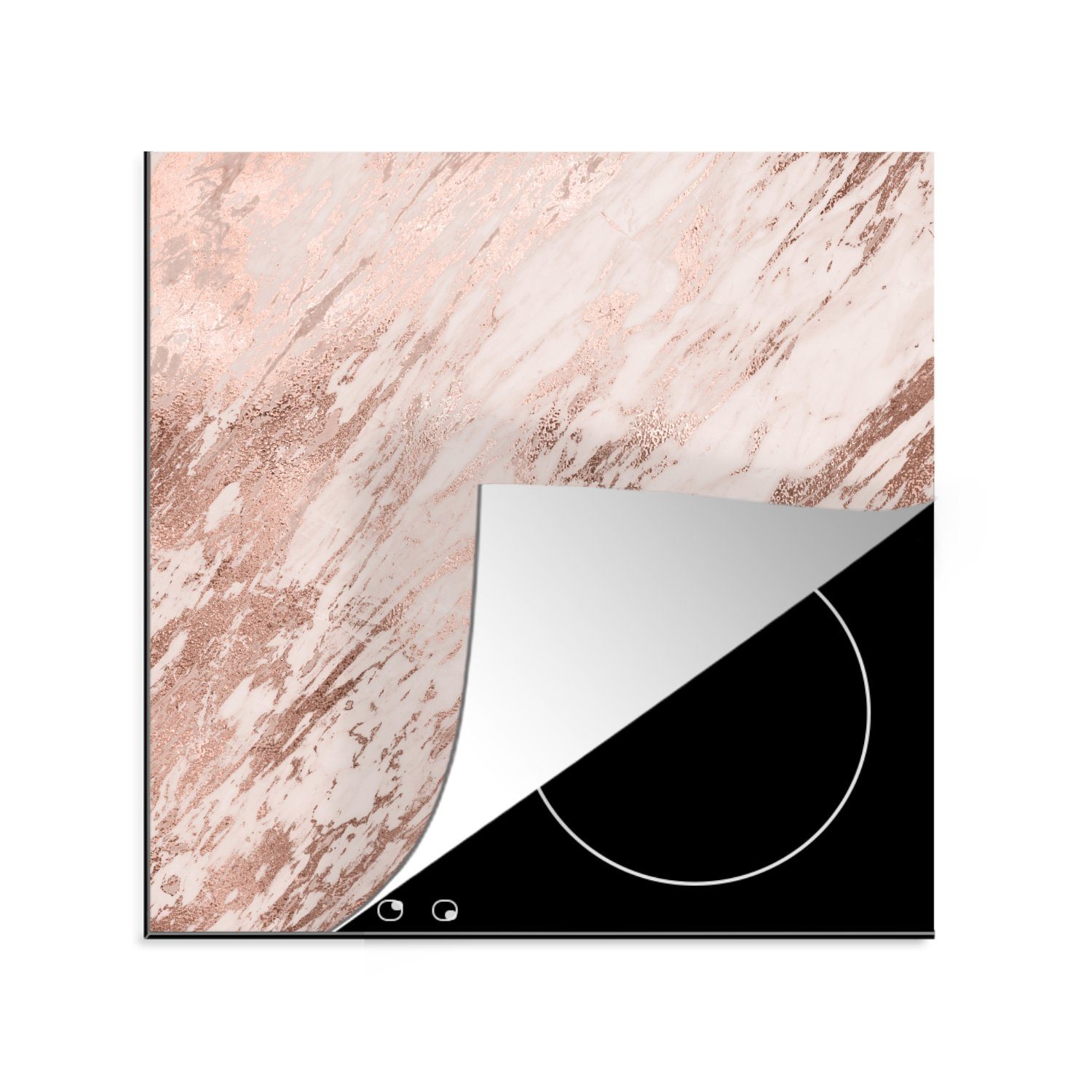 MuchoWow Herdblende-/Abdeckplatte Marmor - Rosa - Muster, Vinyl, (1 tlg), 78x78 cm, Ceranfeldabdeckung, Arbeitsplatte für küche