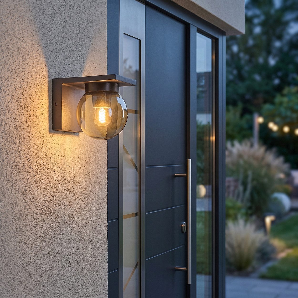 hofstein Außen-Wandleuchte moderne Wandlampe aus Metall/Glas in Anthrazit/Rauchfarben, ohne Leuchtmittel, Wandleuchte, Außenleuchte, 1xE27, ohne Leuchtmittel, IP44