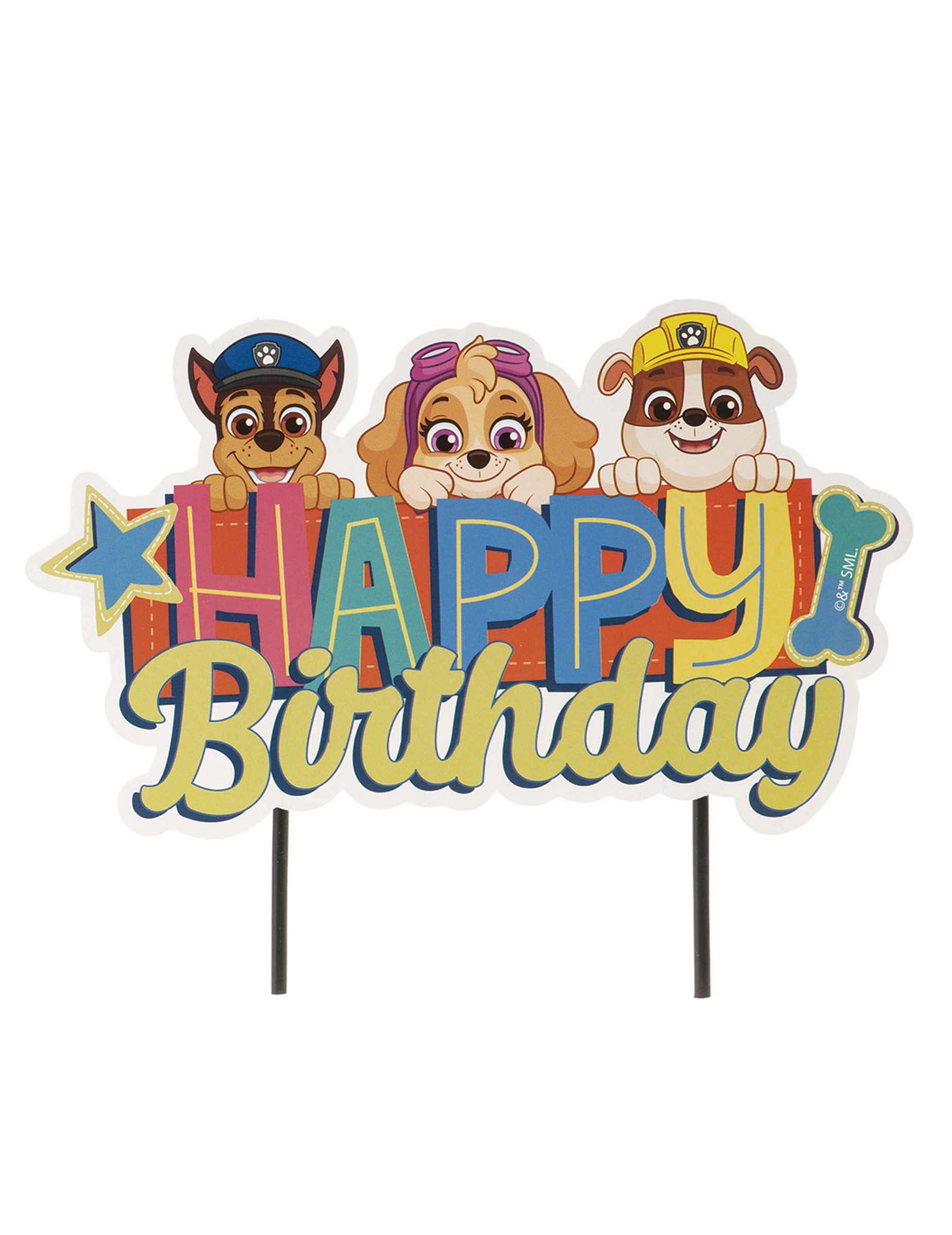 deKora Kostüm Cake Topper Happy Birthday Paw Patrol 17,5 cm