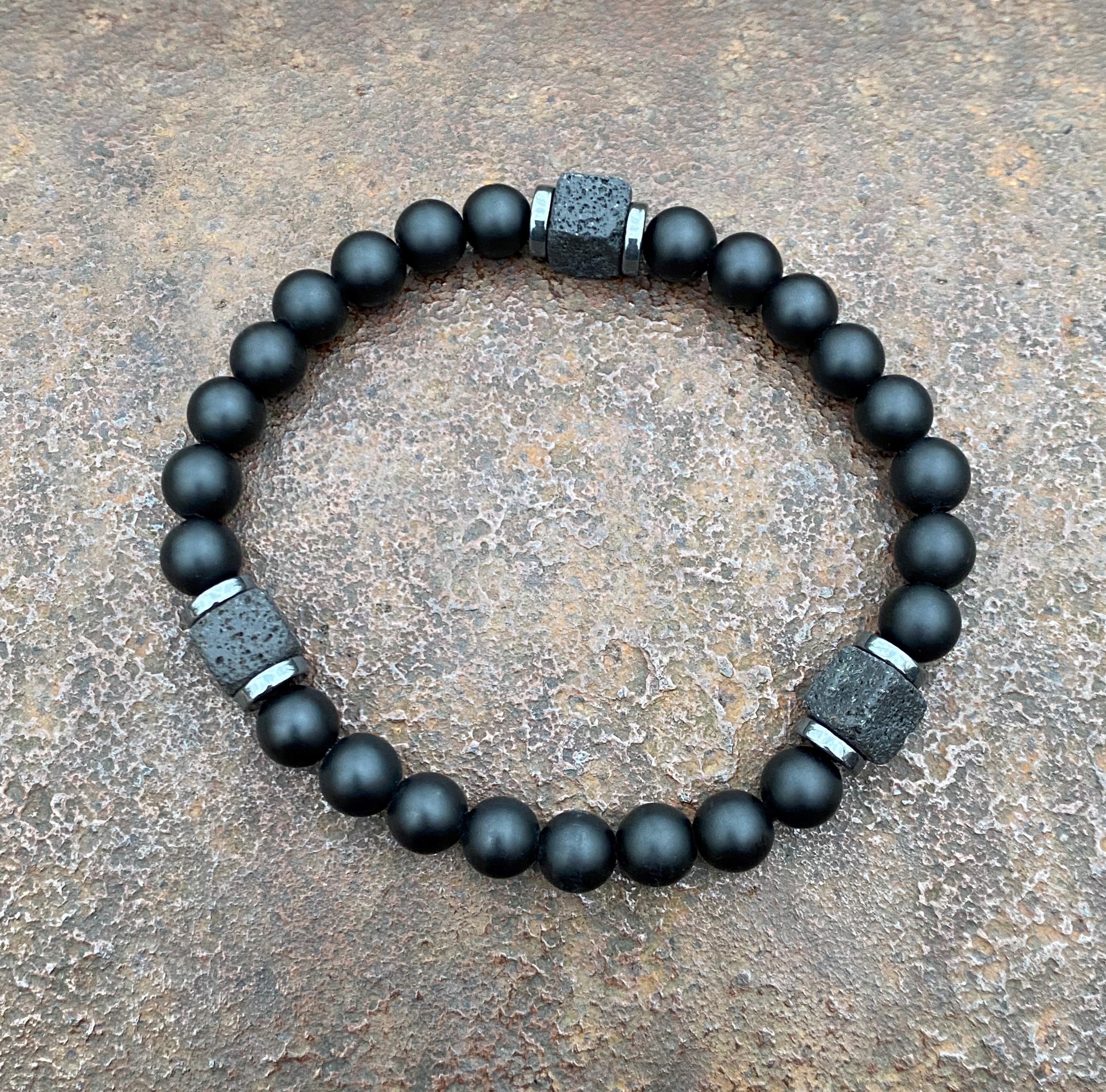 NAHLE Perlenarmband Naturstein Armband Lavastein Onyx (inklusive Geschenkbo günstig online kaufen