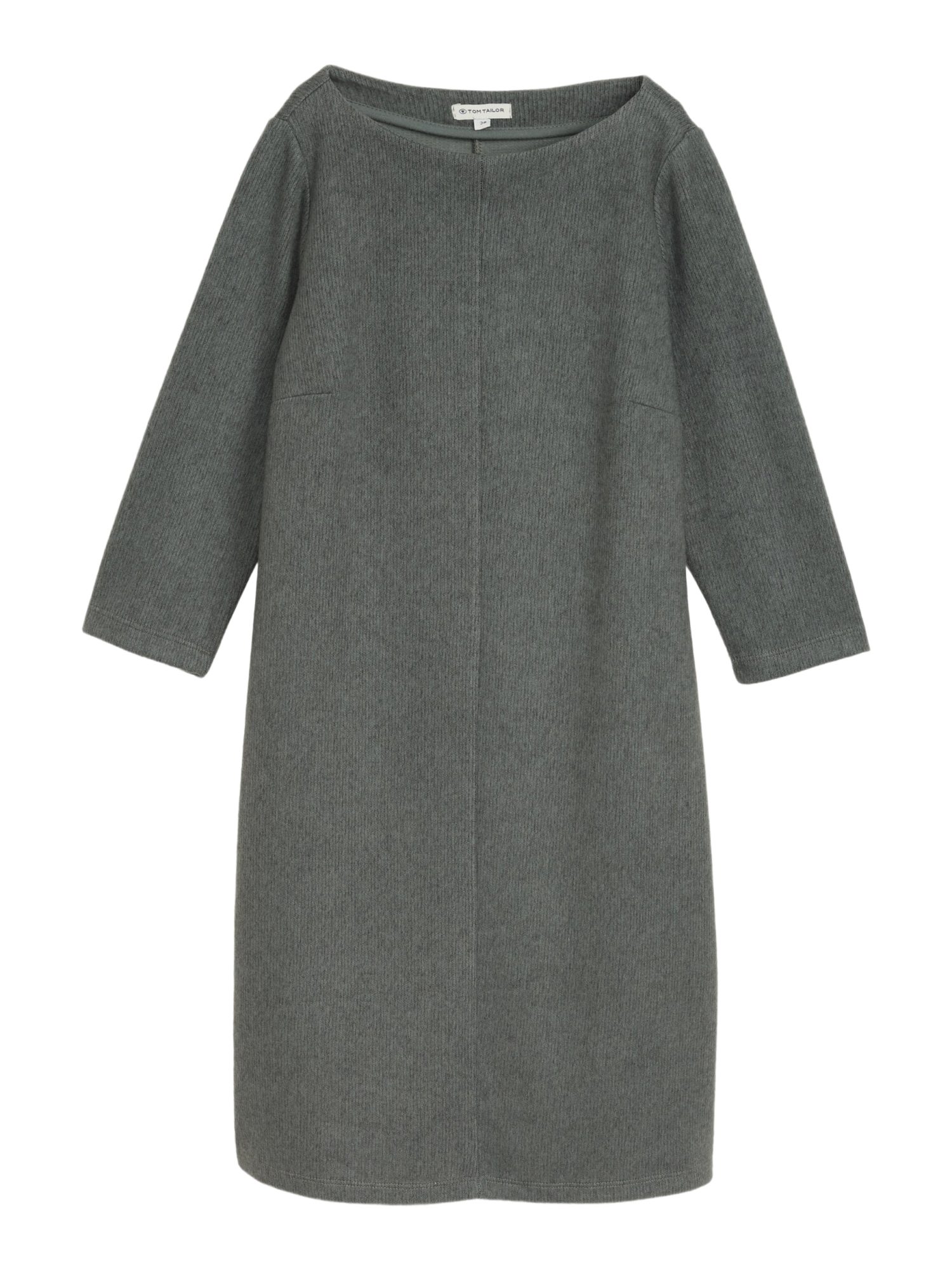 TOM TAILOR Midikleid H grau,Freizeit,Polyester,Meliert,Rundhals,Langarm,Regular Fit