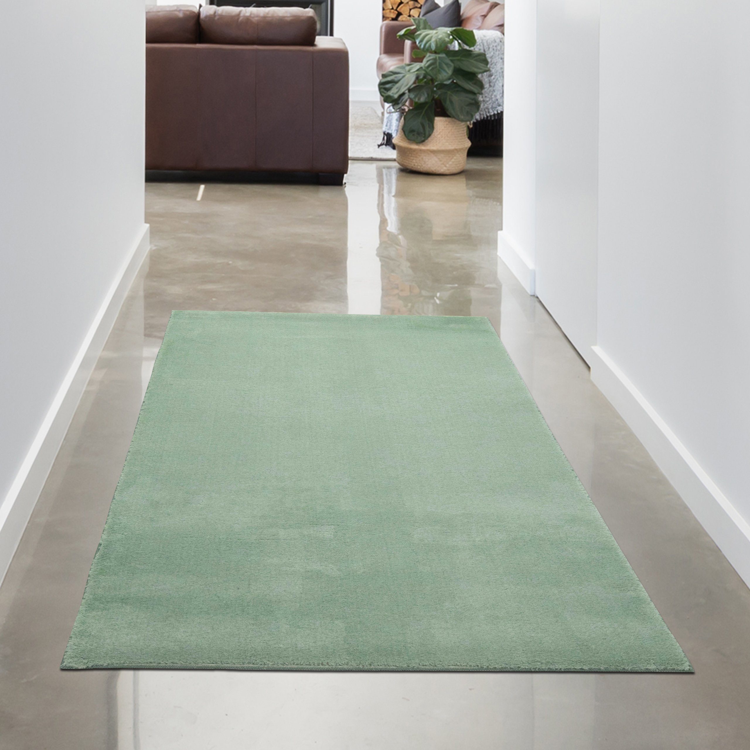 Shaggy 18 mm Hochflor rechteckig, grün, Carpetia, Teppich Wohnzimmer in mit Höhe: Teppich weichem