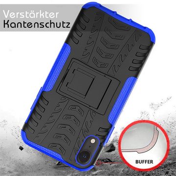 CoolGadget Handyhülle Blau als 2in1 Schutz Cover Set für das Apple iPhone X / Xs 5,8 Zoll, 2x Glas Display Schutz Folie + 1x TPU Case Hülle für iPhone X / Xs