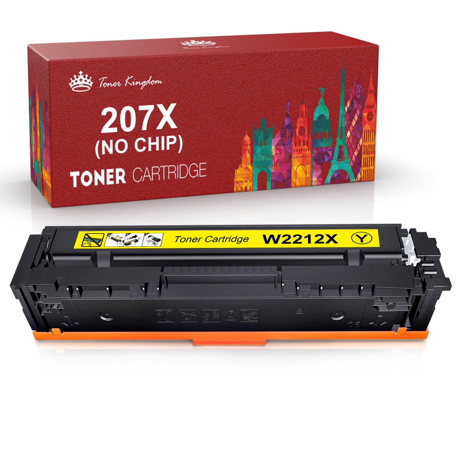 Toner Kingdom Tonerpatrone Ohne Chip für HP 207X 207A W2210X W2211X W2212X W2213X, Color Laserjet Pro MFP M283fdw M282nw M283fdn M255dw M255nw 207X Gelb