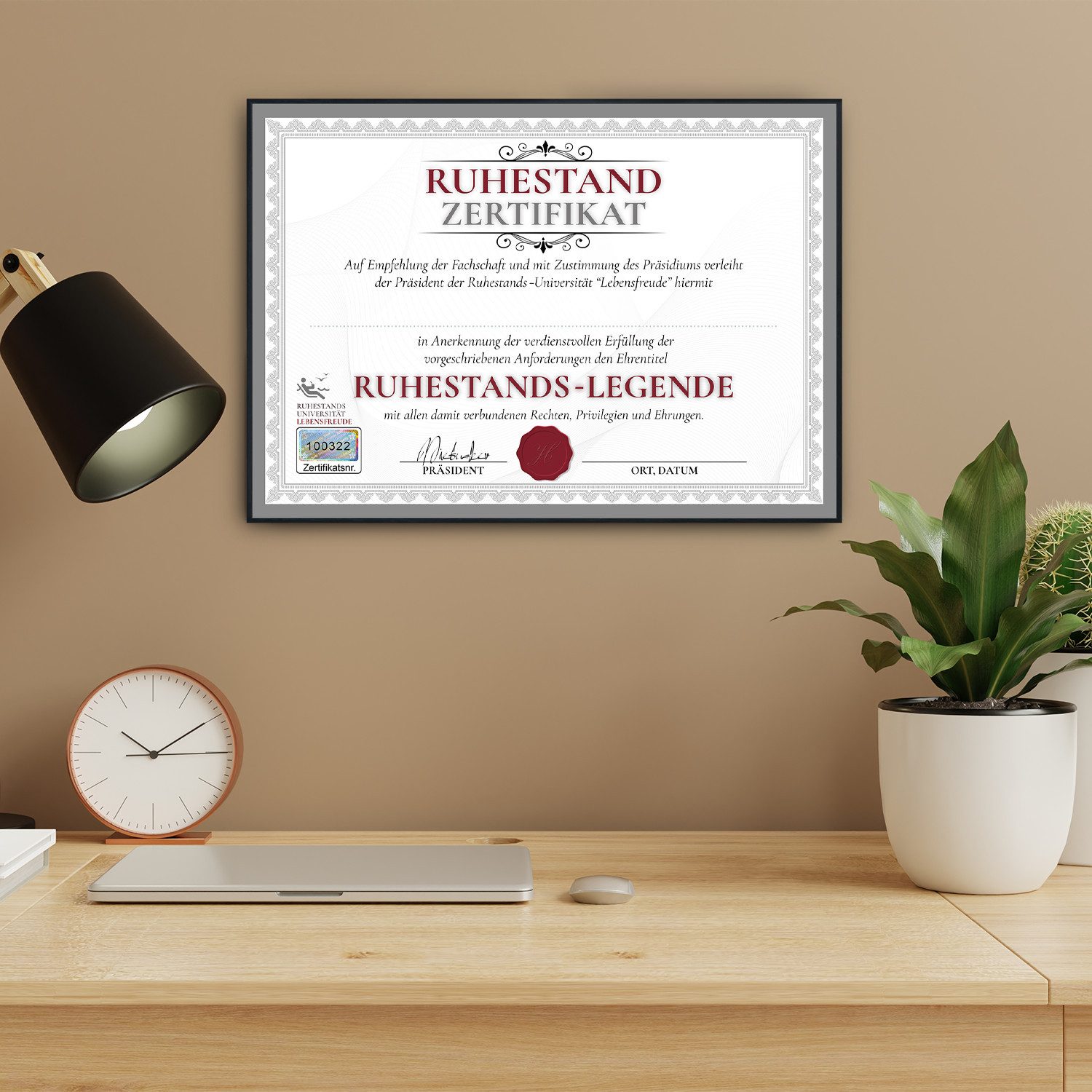Tigerlino Poster Ruhestand Zertifikat Rente Abschiedsgeschenk günstig online kaufen