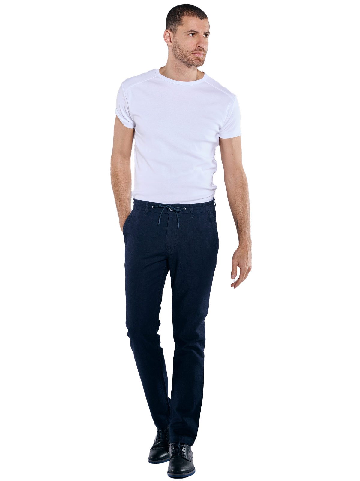 Engbers Chinohose Herren Chino mit Leinenanteil, Marineblau