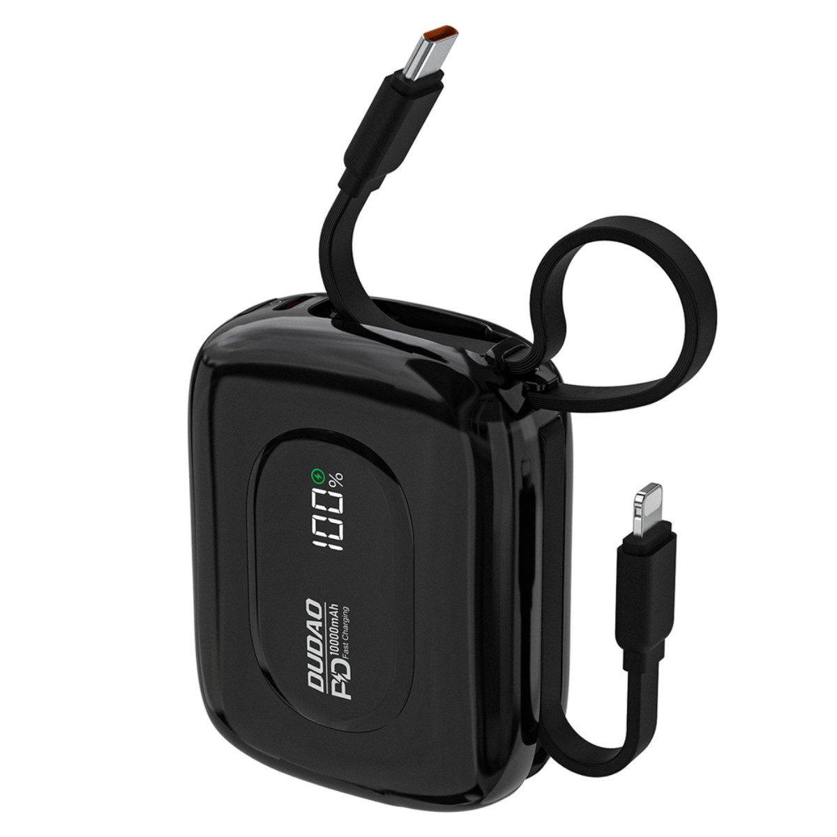 Dudao K32 Powerbank 10000 mAh, Powerbank mit zwei integrierten Ladekabeln und 22,5W Schnellladen