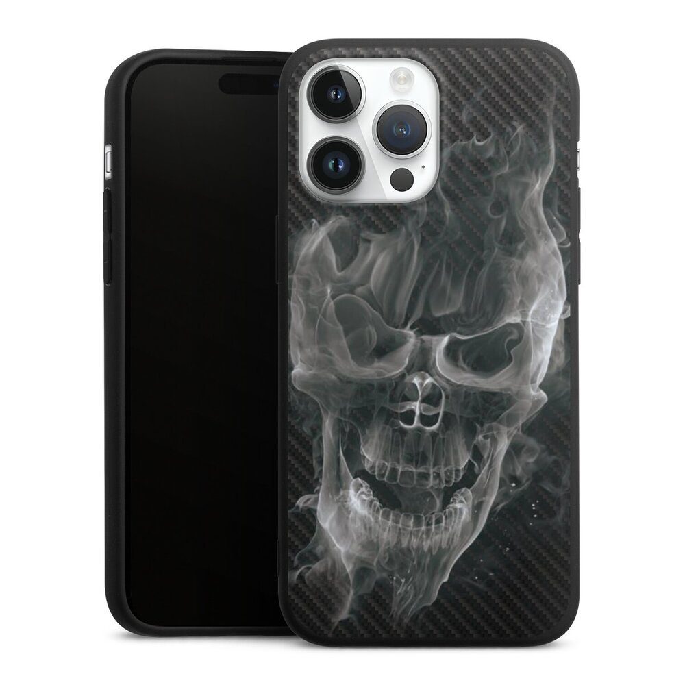 Handyhülle Totenkopf Schädel Carbon Smoke Skull Carbon