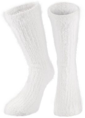 BRUBAKER Haussocken Cozy Bettsocken Beige Weiß - Warme Damen Kuschelsocken (flauschige Plüsch Socken für Frauen, 2-Paar) Weiche atmungsaktive Plüschsocken Wintersocken