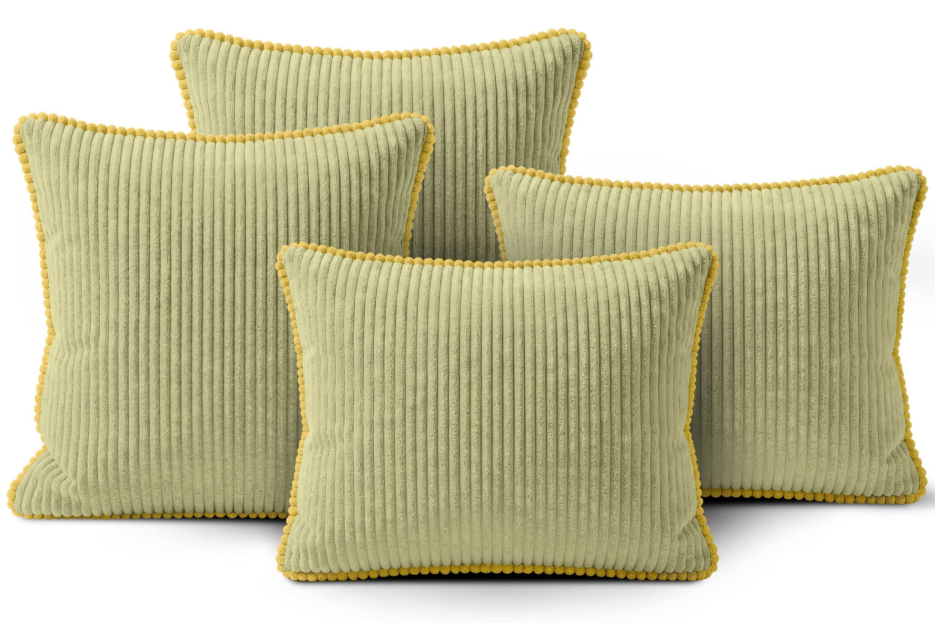 Amilian Dekokissen Sofakissen 4er Set mit Füllung 2x 40x40 cm + 2x 35x45 cm, Hotelverschluss Sofakissen Zierkissen