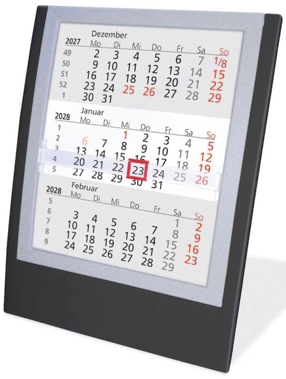 Terminkalender 3-Monats-Tischkalender, Wandkalender 2027/2028 schwarz-grau (1-tlg)