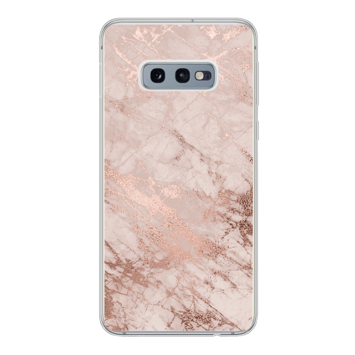 MuchoWow Handyhülle für Samsung Galaxy S10e Marmor - Rosa - Luxus - Marmoroptik - Glitzer, Phone Case, Silikon, Schutzhülle Dünn