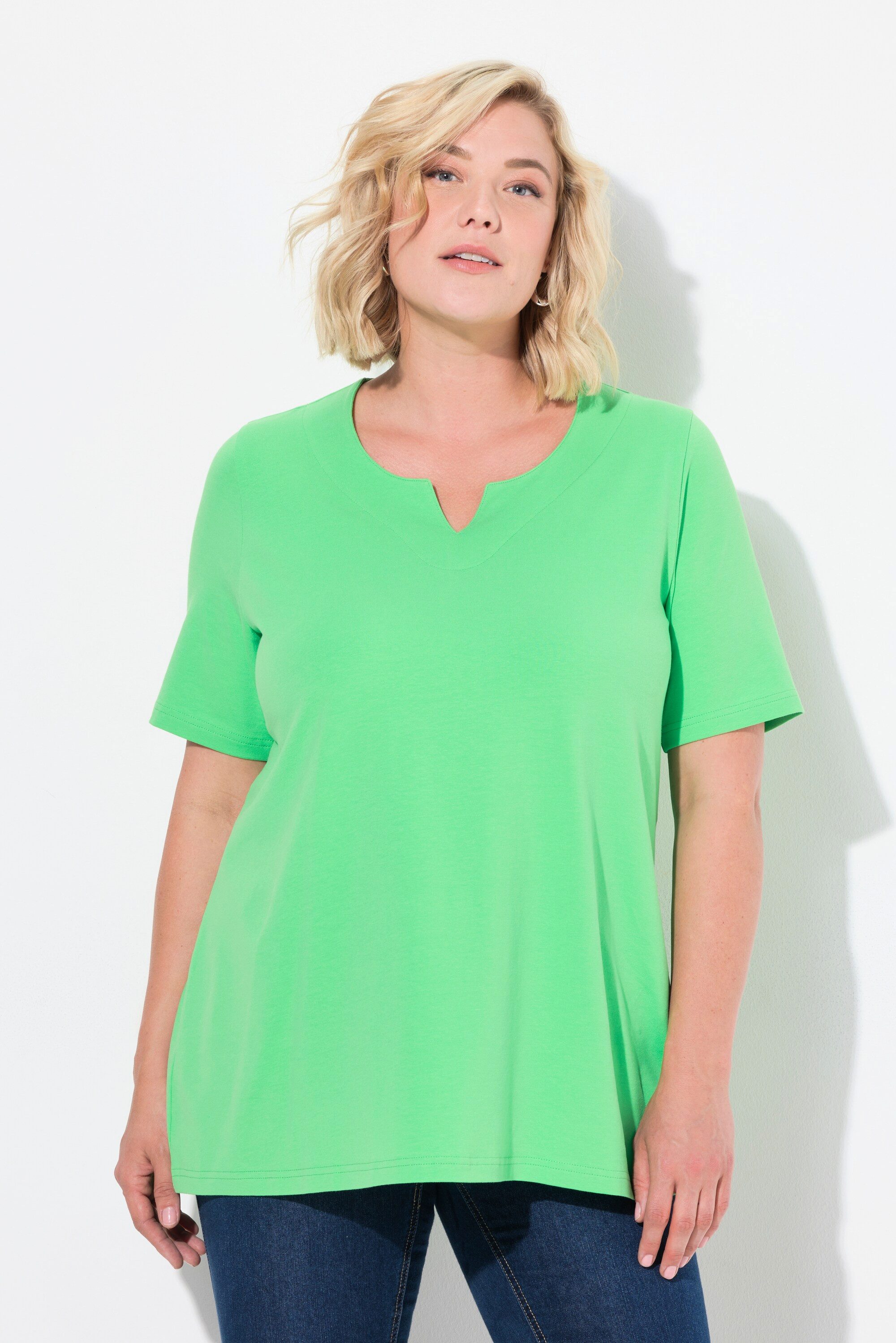 Ulla Popken T-Shirt T-Shirt A-Linie Tunika-Ausschnitt günstig online kaufen