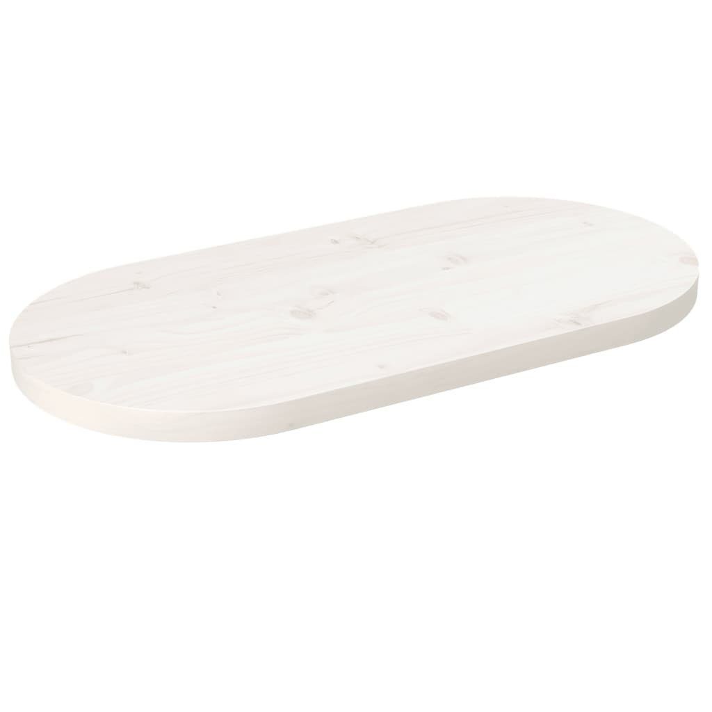 Tischplatte (1 furnicato 80x40x2,5 Massivholz St) Kiefer cm Oval Weiß