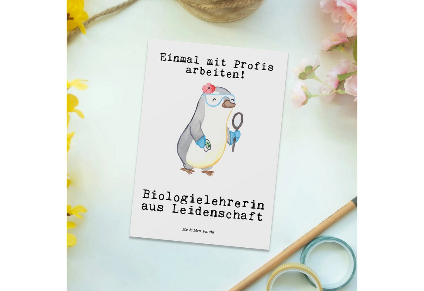 Thumbnail - Mr. & Mrs. Panda Postkarte Biologielehrerin Leidenschaft - Weiß - Geschenk, Karte, Postkarte, Sc, Charmantes Design