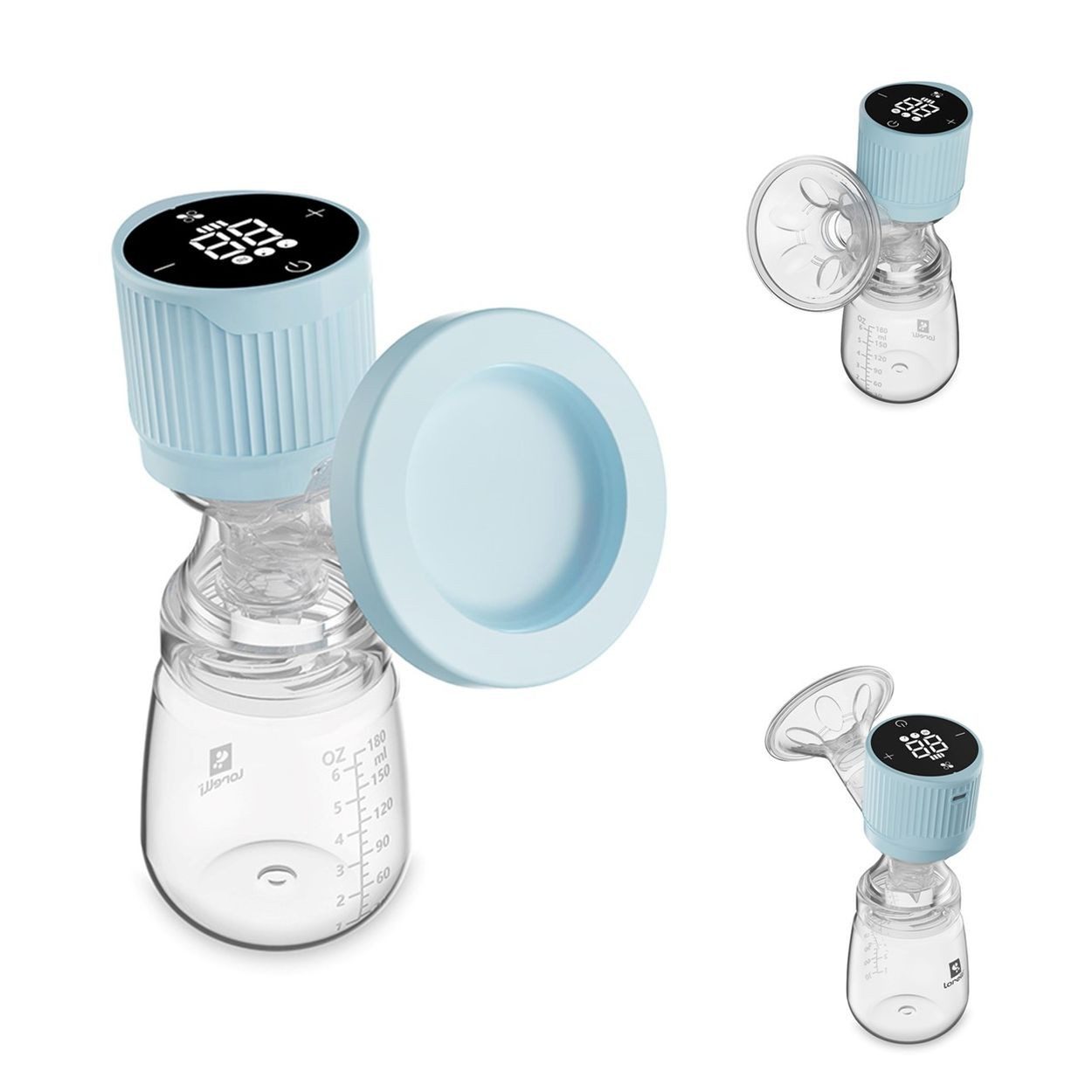 Lorelli Elektrische Milchpumpe elektrische Milchpumpe Lila, 180 ml Flasche LED-Anzeige Timer 3 Modi