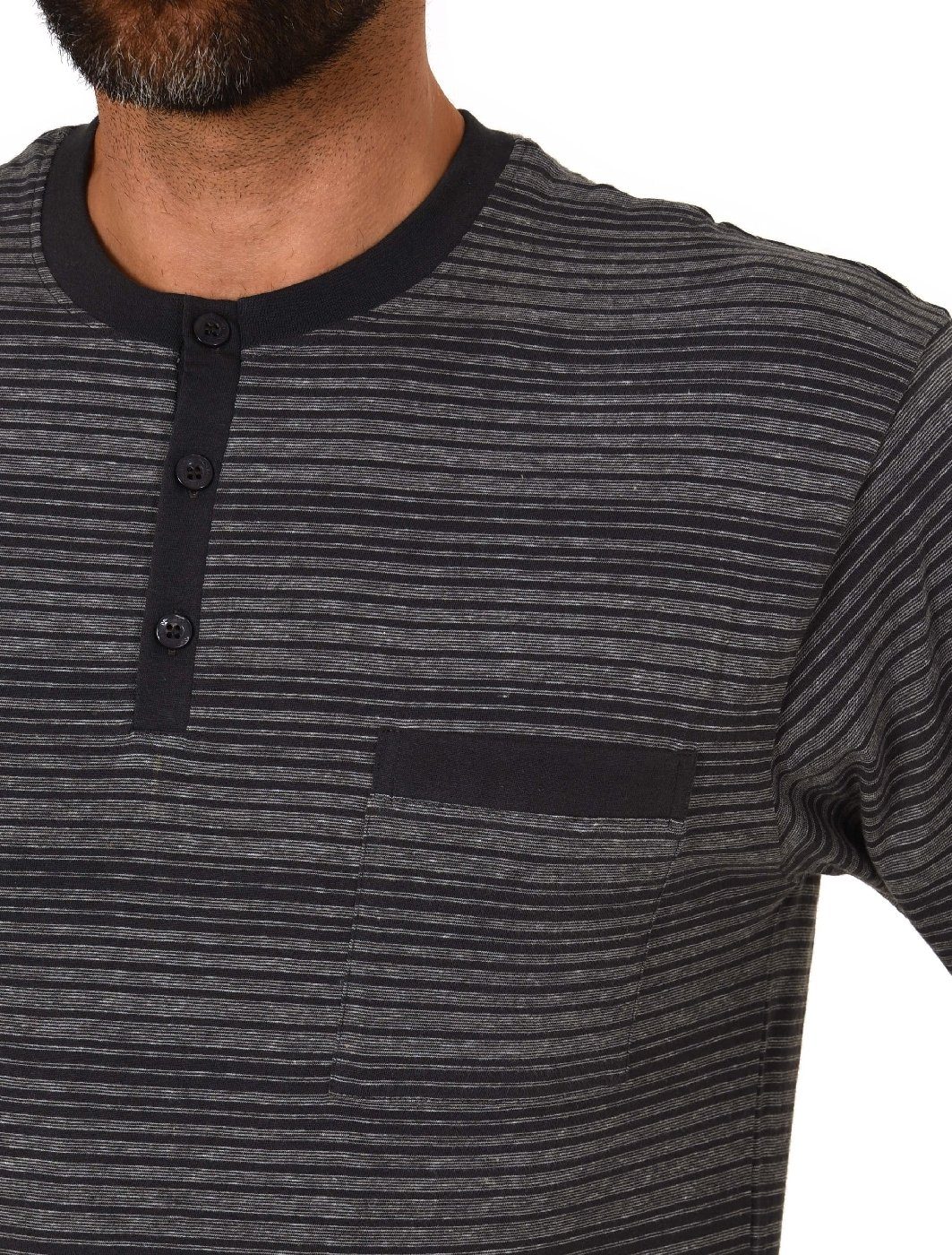Normann Pyjama Herren Nachthemd langarm Streifenoptik - auch in Übergrößen günstig online kaufen