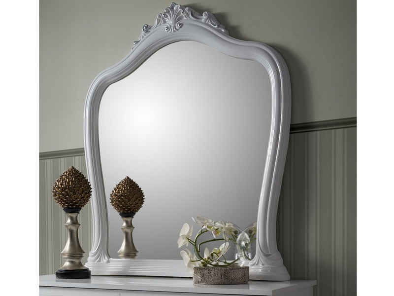 möbelando Barockspiegel Langston, Prunkvoller Spiegel, Trägerplatte aus Spanplatte in Weiß Lack. Breite 92 cm, Höhe 100 cm, Tiefe 7 cm