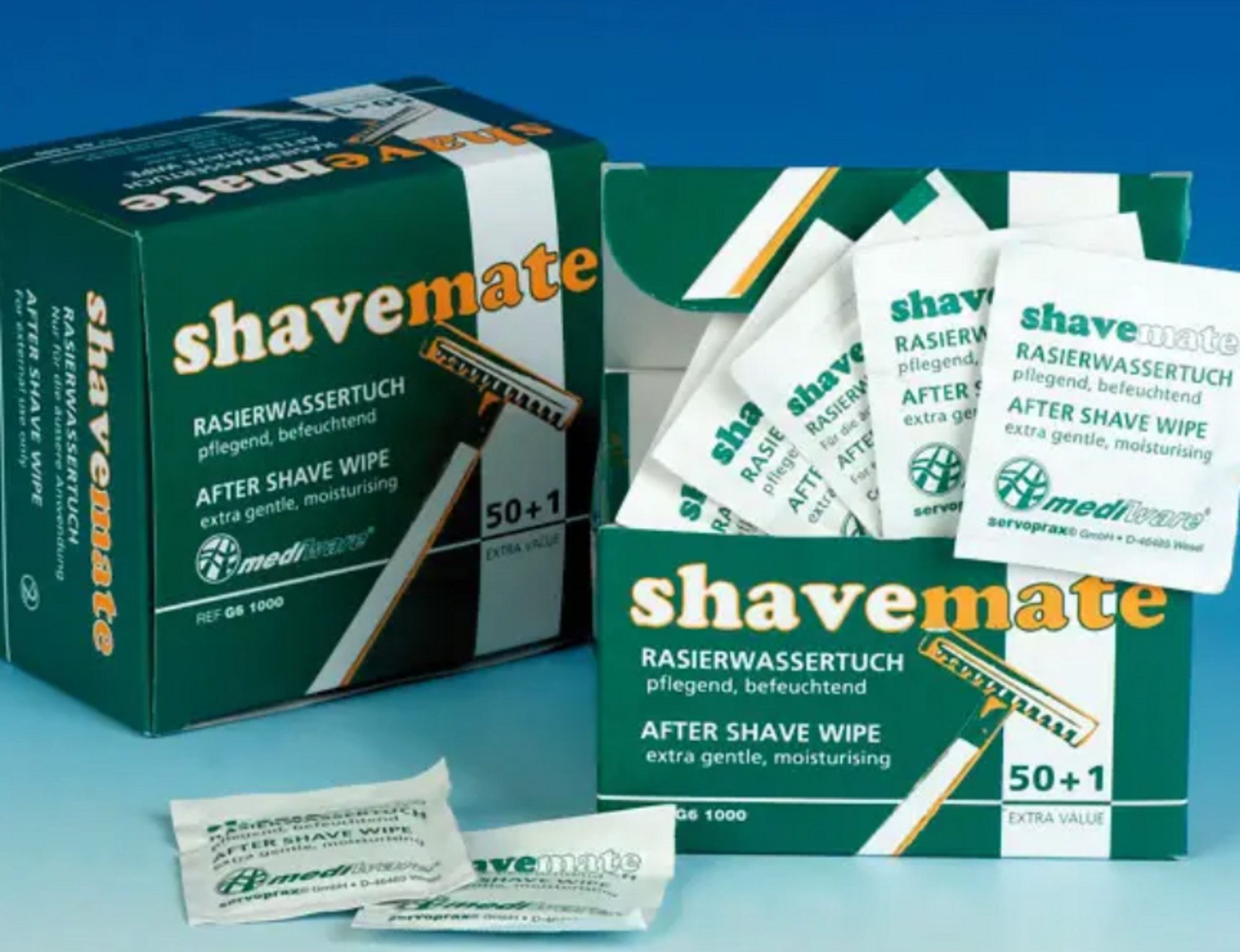 DocMed After-Shave shavemate Rasierwassertuch Sparset, 50-tlg., angenehmes Frischegefühl und desinfizierend