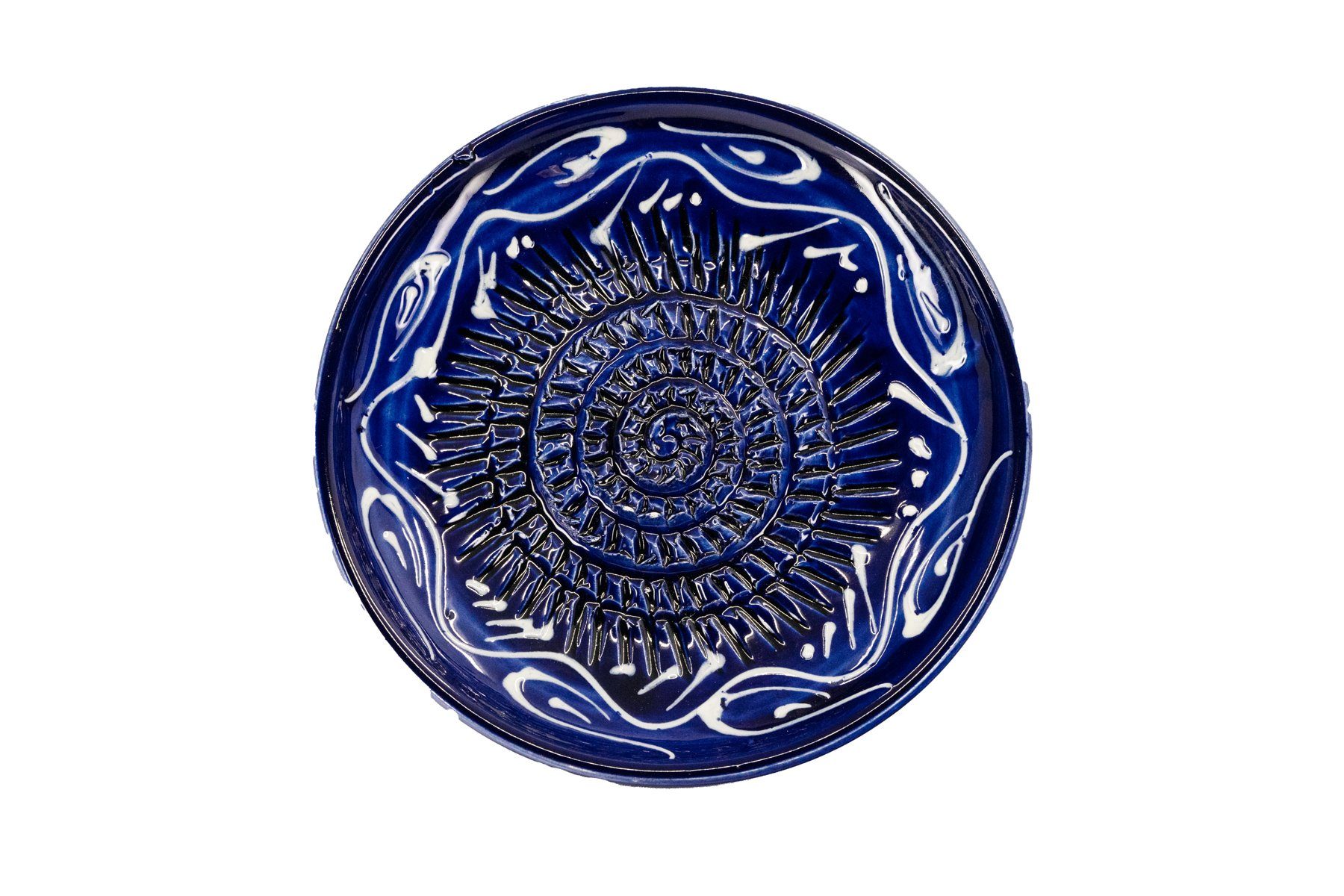 Kaladia Multireibe 12cm Reibeteller in blau mit weiß, Keramik, handbemalte Küchenreibe - Made in Spain