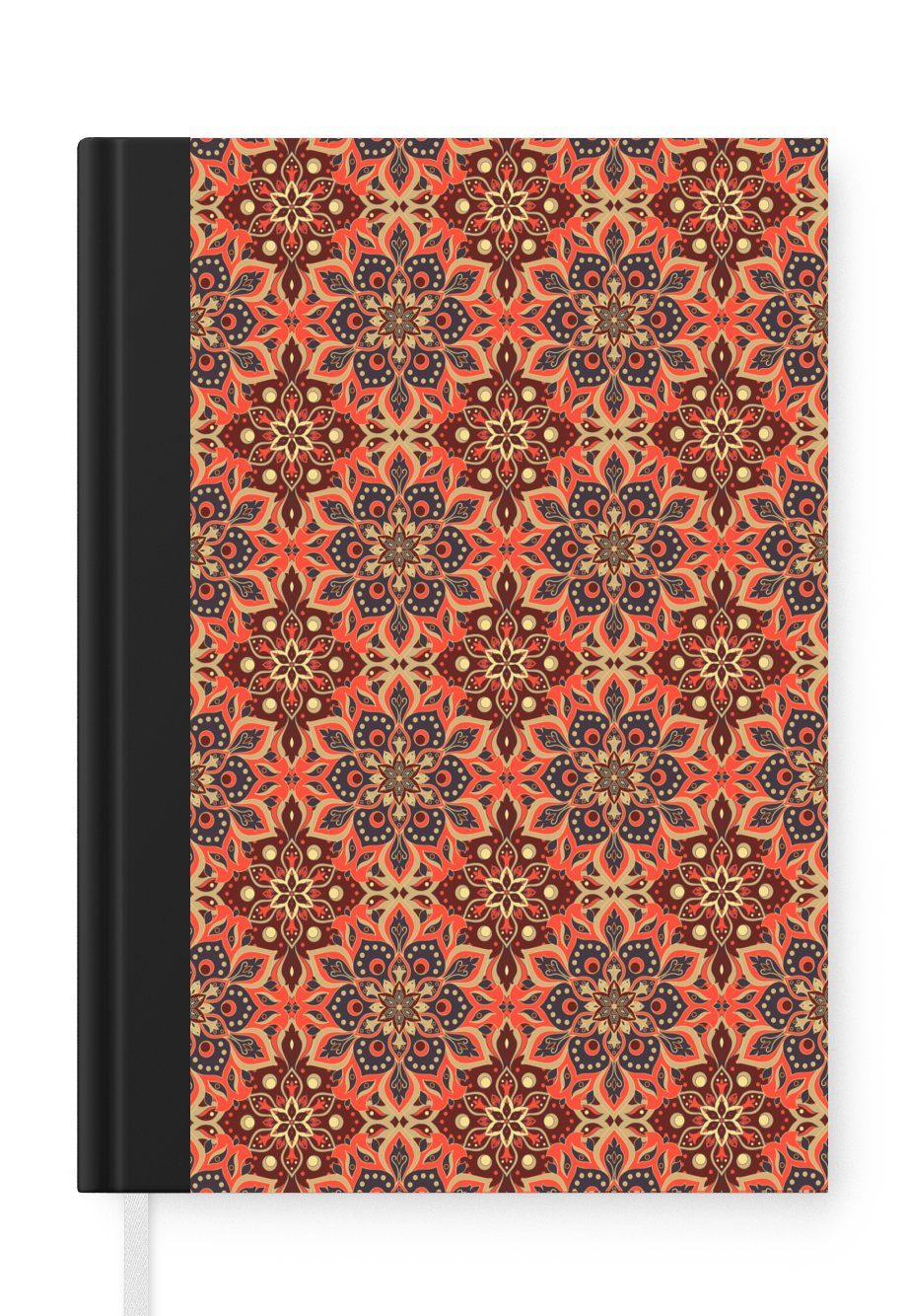 MuchoWow Notizbuch Mandala - Blumen - Muster - Retro, Journal, Merkzettel, Tagebuch, Notizheft, A5, 98 Seiten, Haushaltsbuch